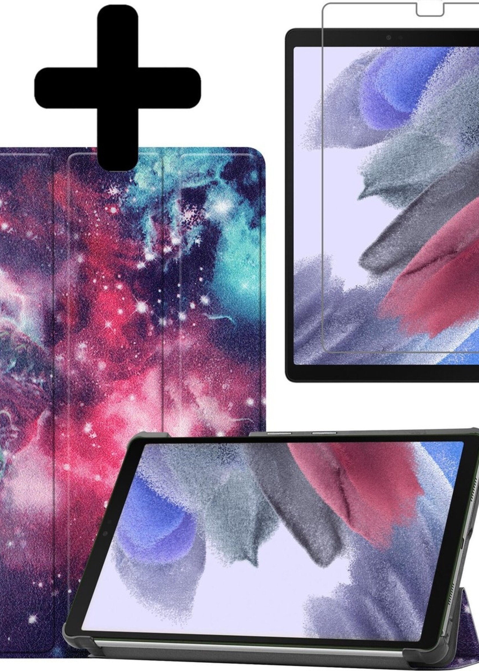 BTH Hoes Geschikt voor Samsung Galaxy Tab A7 Lite Hoes Book Case Hoesje Trifold Cover Met Screenprotector - Hoesje Geschikt voor Samsung Tab A7 Lite Hoesje Bookcase - Galaxy
