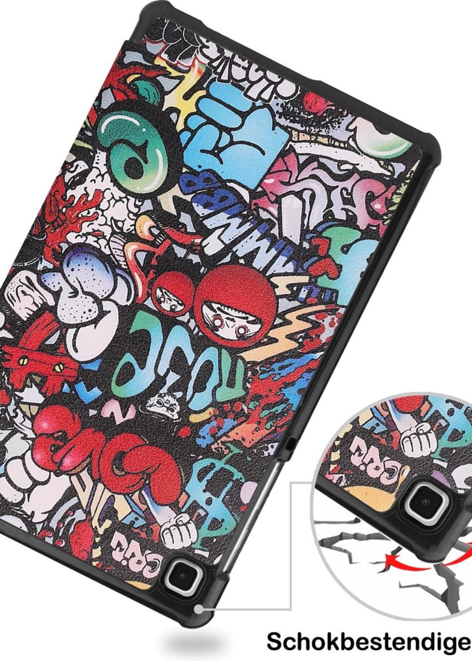 BTH Hoes Geschikt voor Samsung Galaxy Tab A7 Lite Hoes Book Case Hoesje Trifold Cover Met Screenprotector - Hoesje Geschikt voor Samsung Tab A7 Lite Hoesje Bookcase - Graffity