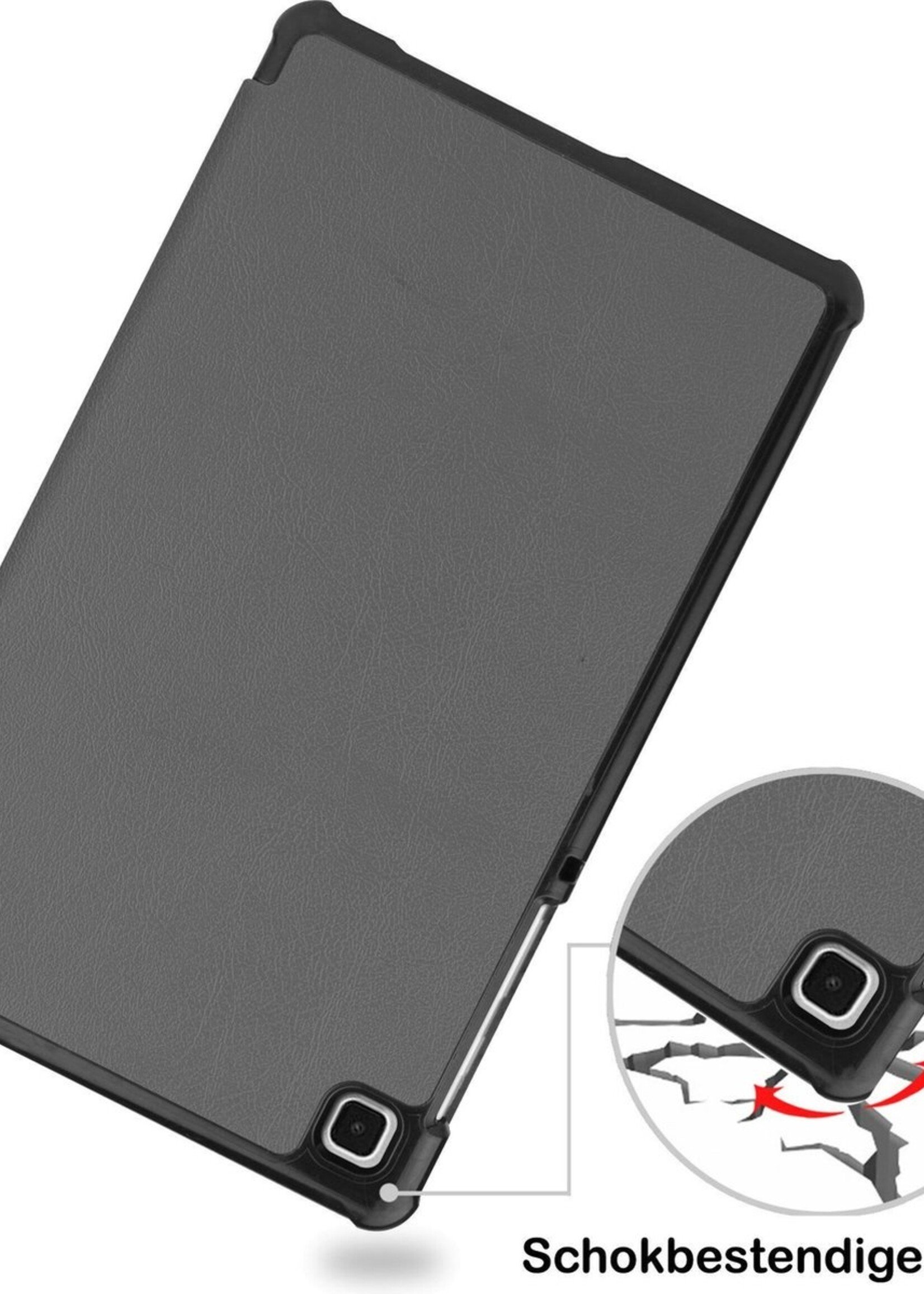BTH Hoes Geschikt voor Samsung Galaxy Tab A7 Lite Hoes Book Case Hoesje Trifold Cover Met Screenprotector - Hoesje Geschikt voor Samsung Tab A7 Lite Hoesje Bookcase - Grijs