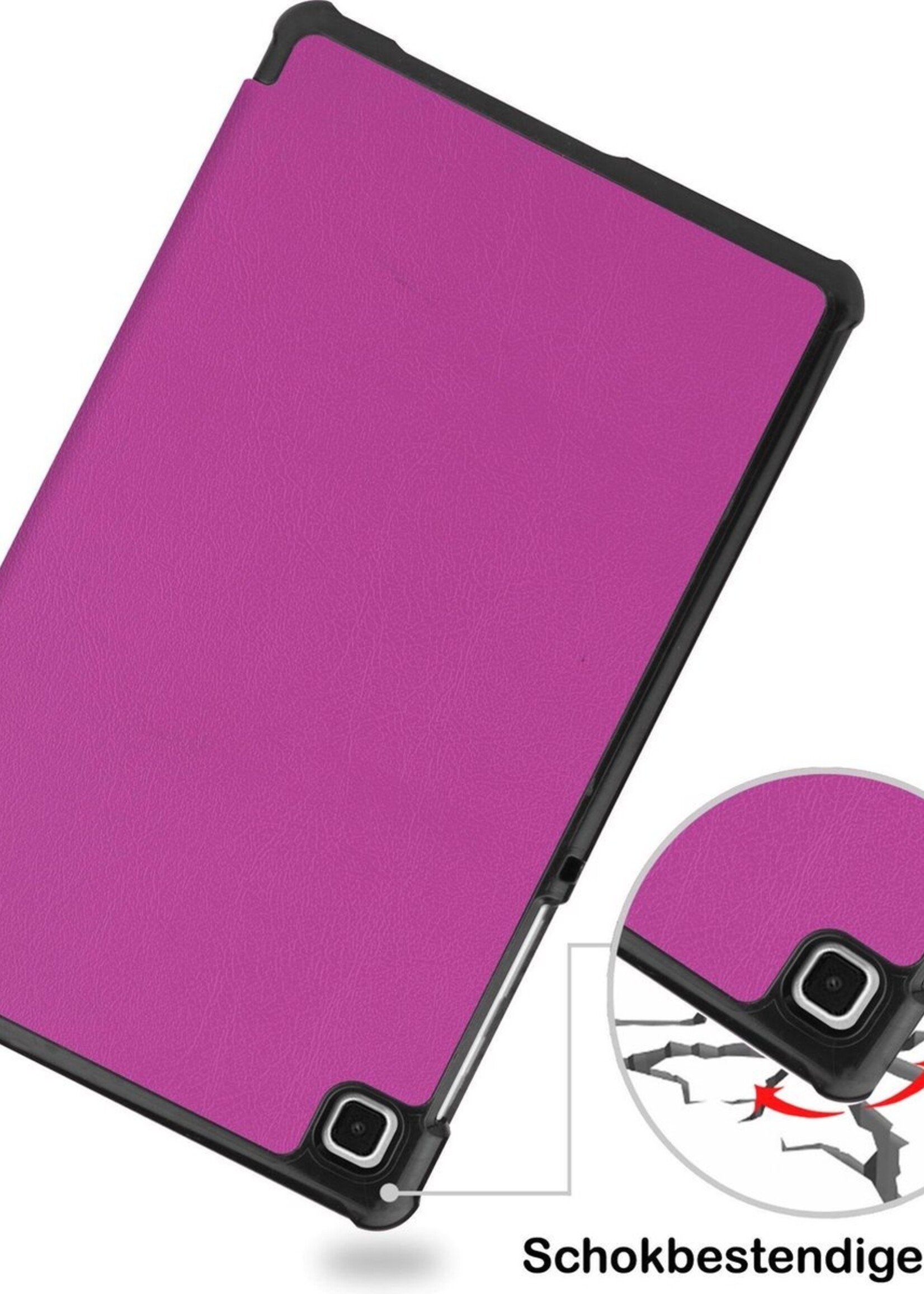 BTH Hoes Geschikt voor Samsung Galaxy Tab A7 Lite Hoes Book Case Hoesje Trifold Cover Met Screenprotector - Hoesje Geschikt voor Samsung Tab A7 Lite Hoesje Bookcase - Paars