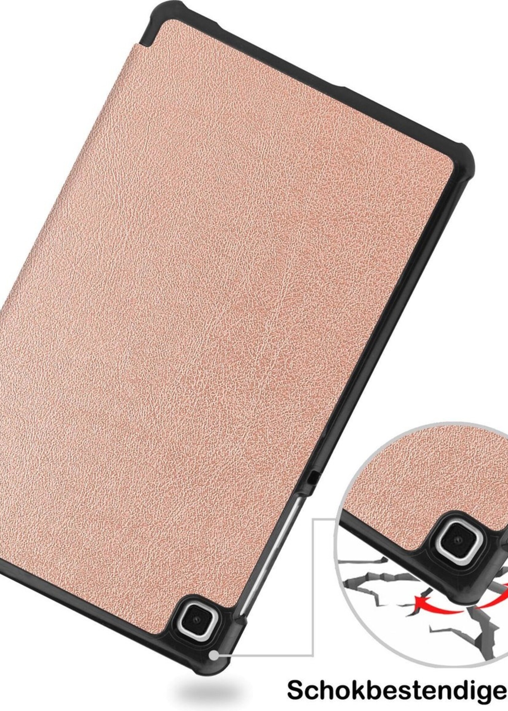 BTH Hoes Geschikt voor Samsung Galaxy Tab A7 Lite Hoes Book Case Hoesje Trifold Cover Met Screenprotector - Hoesje Geschikt voor Samsung Tab A7 Lite Hoesje Bookcase - Rosé goud