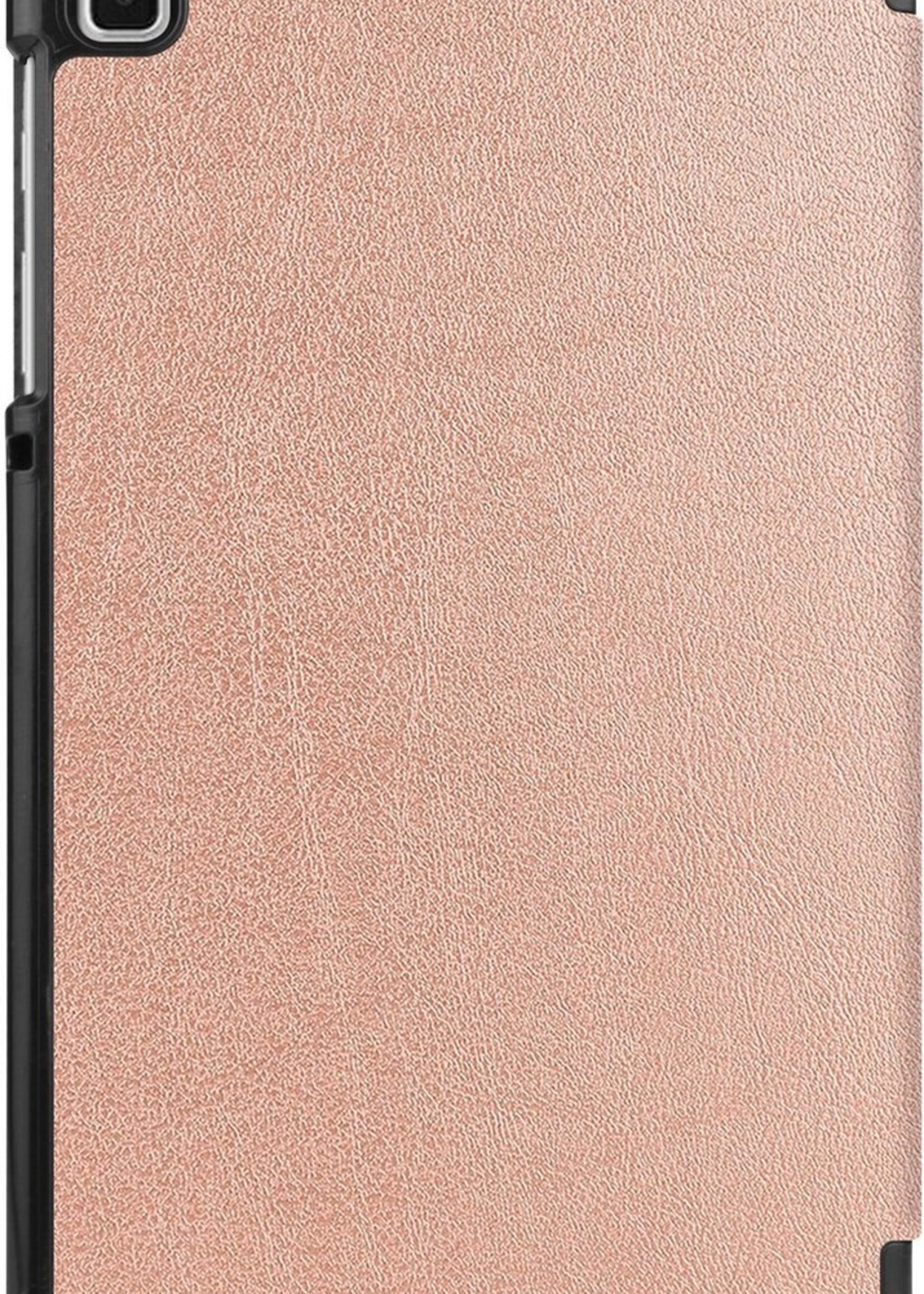 BTH Hoes Geschikt voor Samsung Galaxy Tab A7 Lite Hoes Book Case Hoesje Trifold Cover Met Screenprotector - Hoesje Geschikt voor Samsung Tab A7 Lite Hoesje Bookcase - Rosé goud