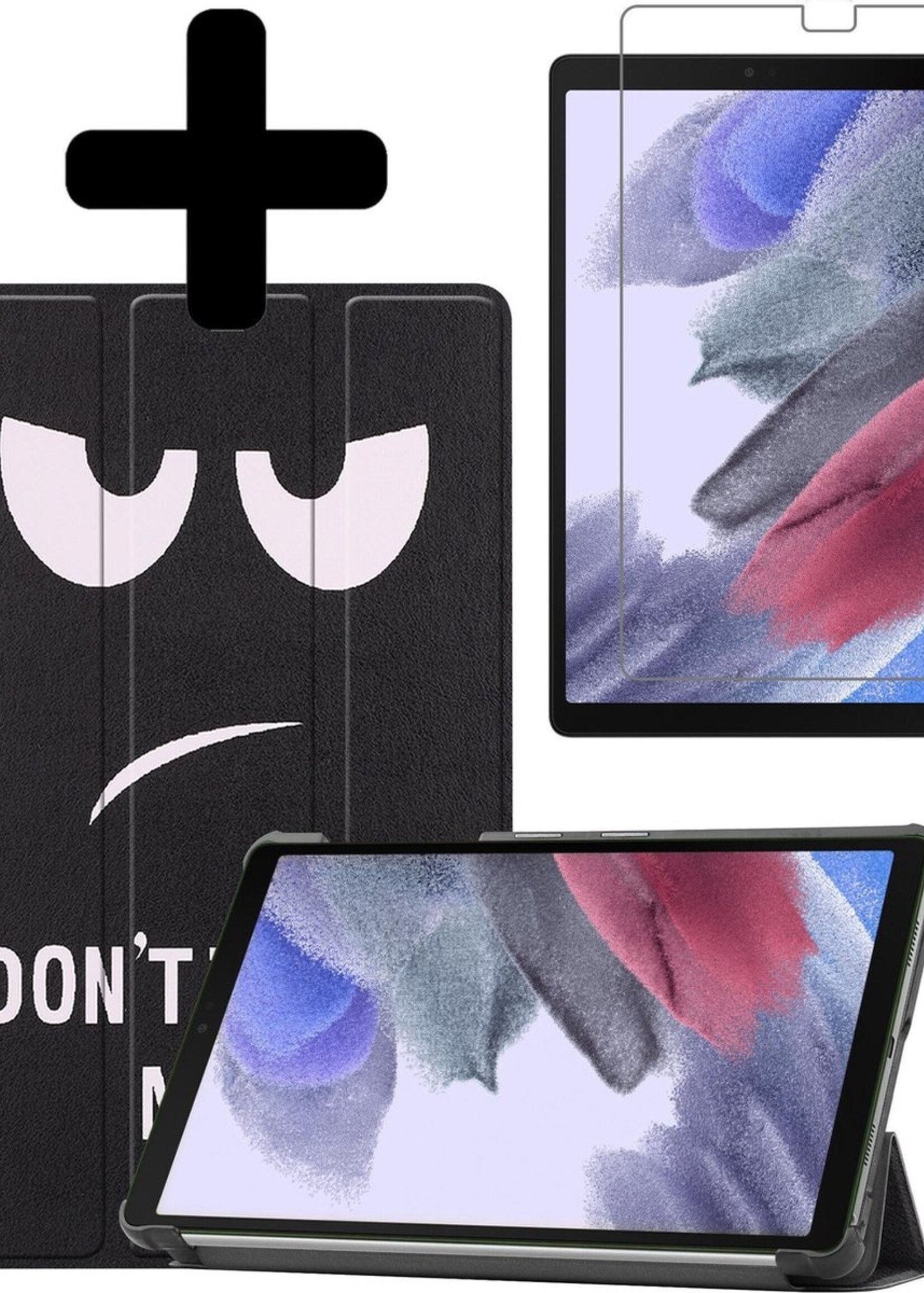BTH Hoes Geschikt voor Samsung Galaxy Tab A7 Lite Hoes Book Case Hoesje Trifold Cover Met Screenprotector - Hoesje Geschikt voor Samsung Tab A7 Lite Hoesje Bookcase - Don't Touch Me