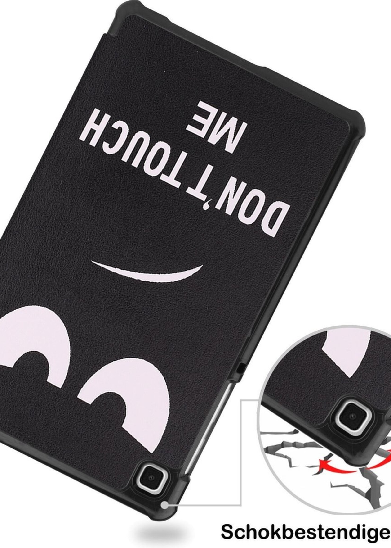 BTH Hoes Geschikt voor Samsung Galaxy Tab A7 Lite Hoes Book Case Hoesje Trifold Cover Met Screenprotector - Hoesje Geschikt voor Samsung Tab A7 Lite Hoesje Bookcase - Don't Touch Me