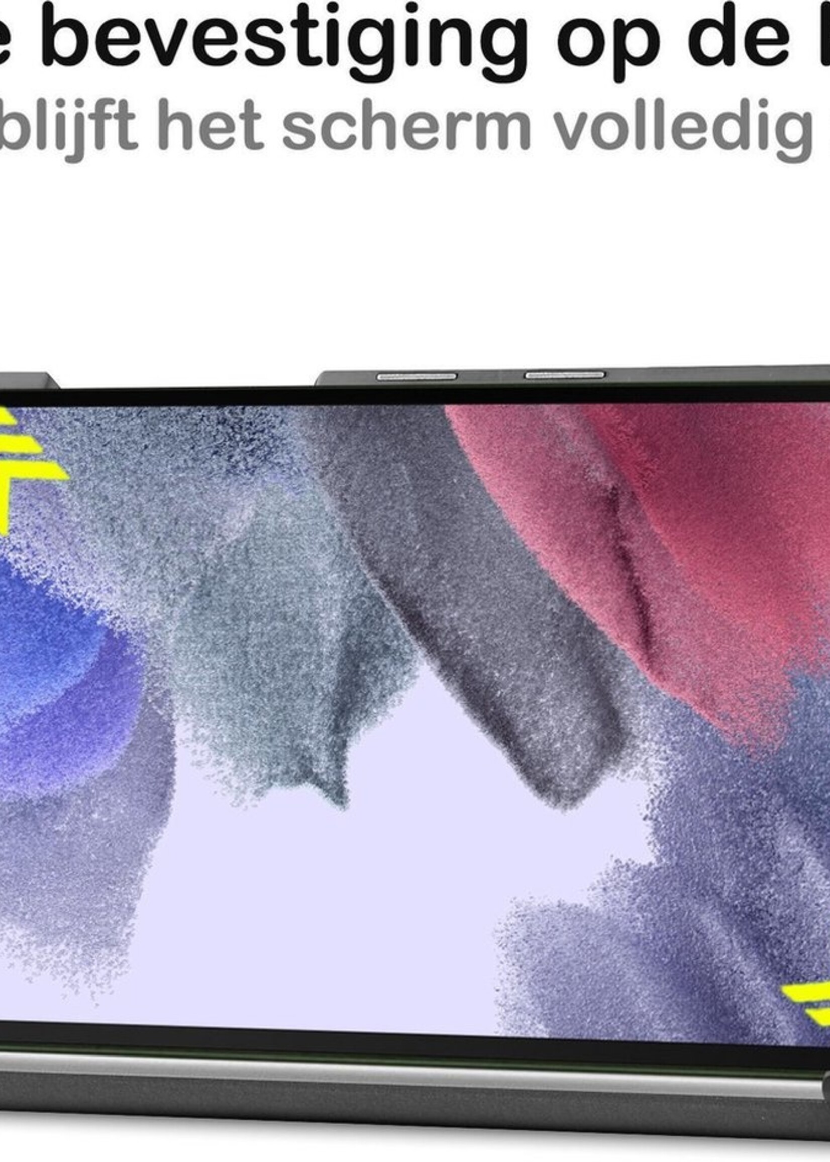 BTH Hoes Geschikt voor Samsung Galaxy Tab A7 Lite Hoes Book Case Hoesje Trifold Cover Met Screenprotector - Hoesje Geschikt voor Samsung Tab A7 Lite Hoesje Bookcase - Zwart
