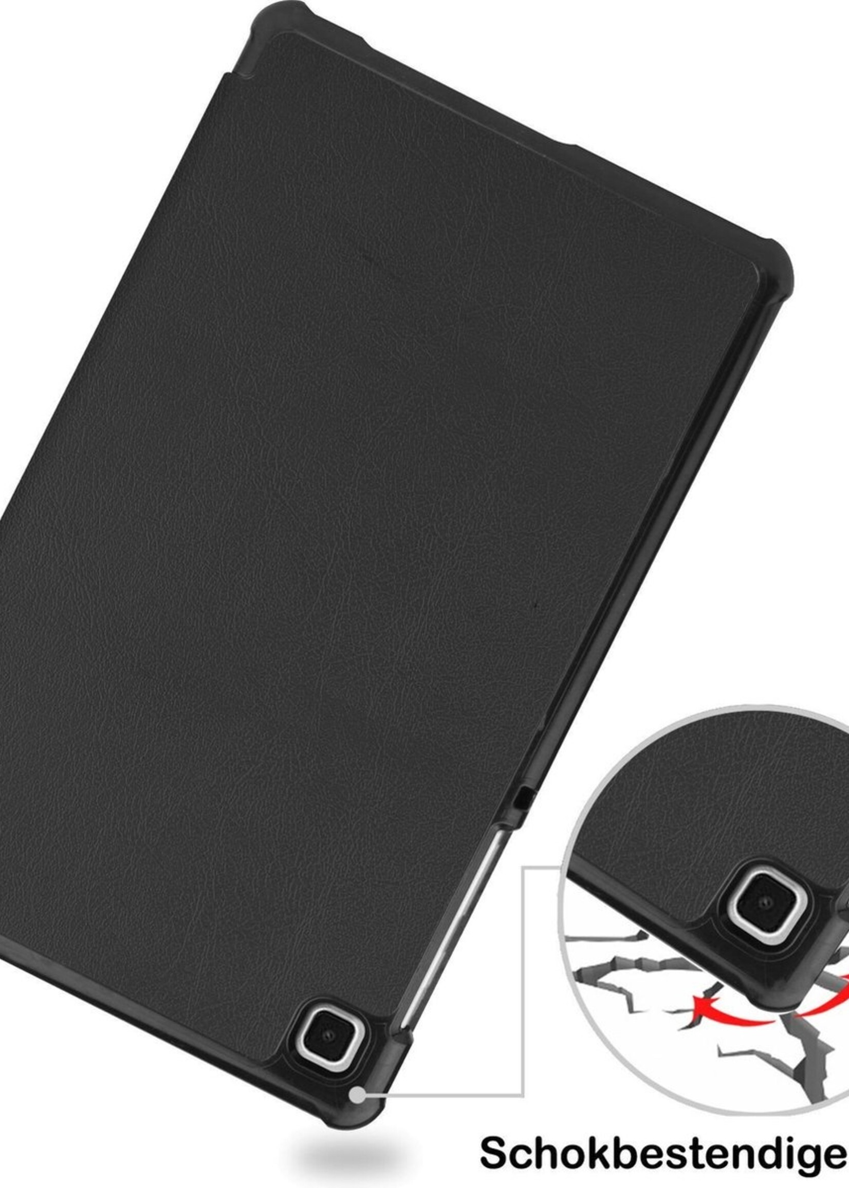 BTH Hoes Geschikt voor Samsung Galaxy Tab A7 Lite Hoes Book Case Hoesje Trifold Cover Met Screenprotector - Hoesje Geschikt voor Samsung Tab A7 Lite Hoesje Bookcase - Zwart
