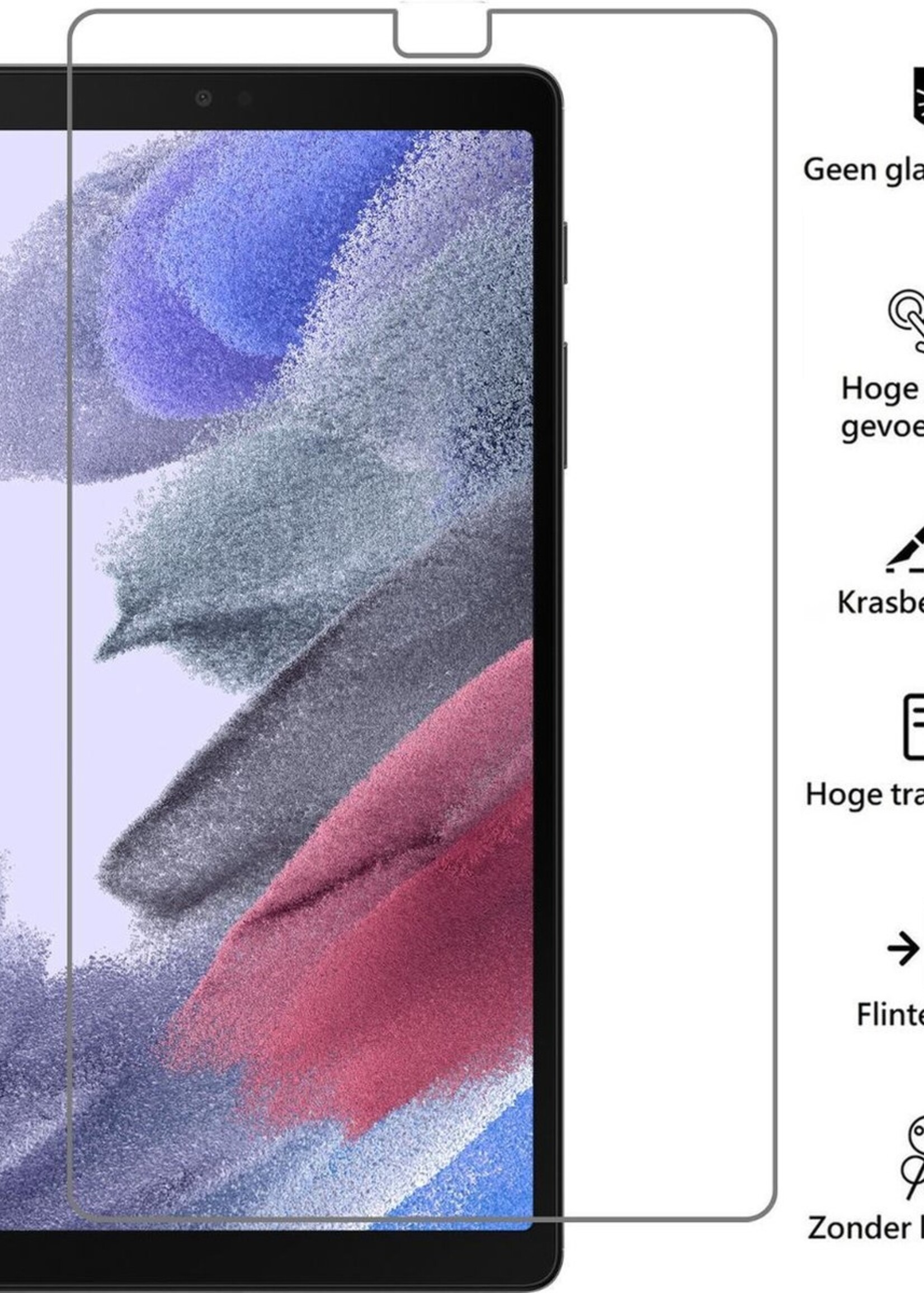 BTH Hoes Geschikt voor Samsung Galaxy Tab A7 Lite Hoes Book Case Hoesje Trifold Cover Met Screenprotector - Hoesje Geschikt voor Samsung Tab A7 Lite Hoesje Bookcase - Zwart