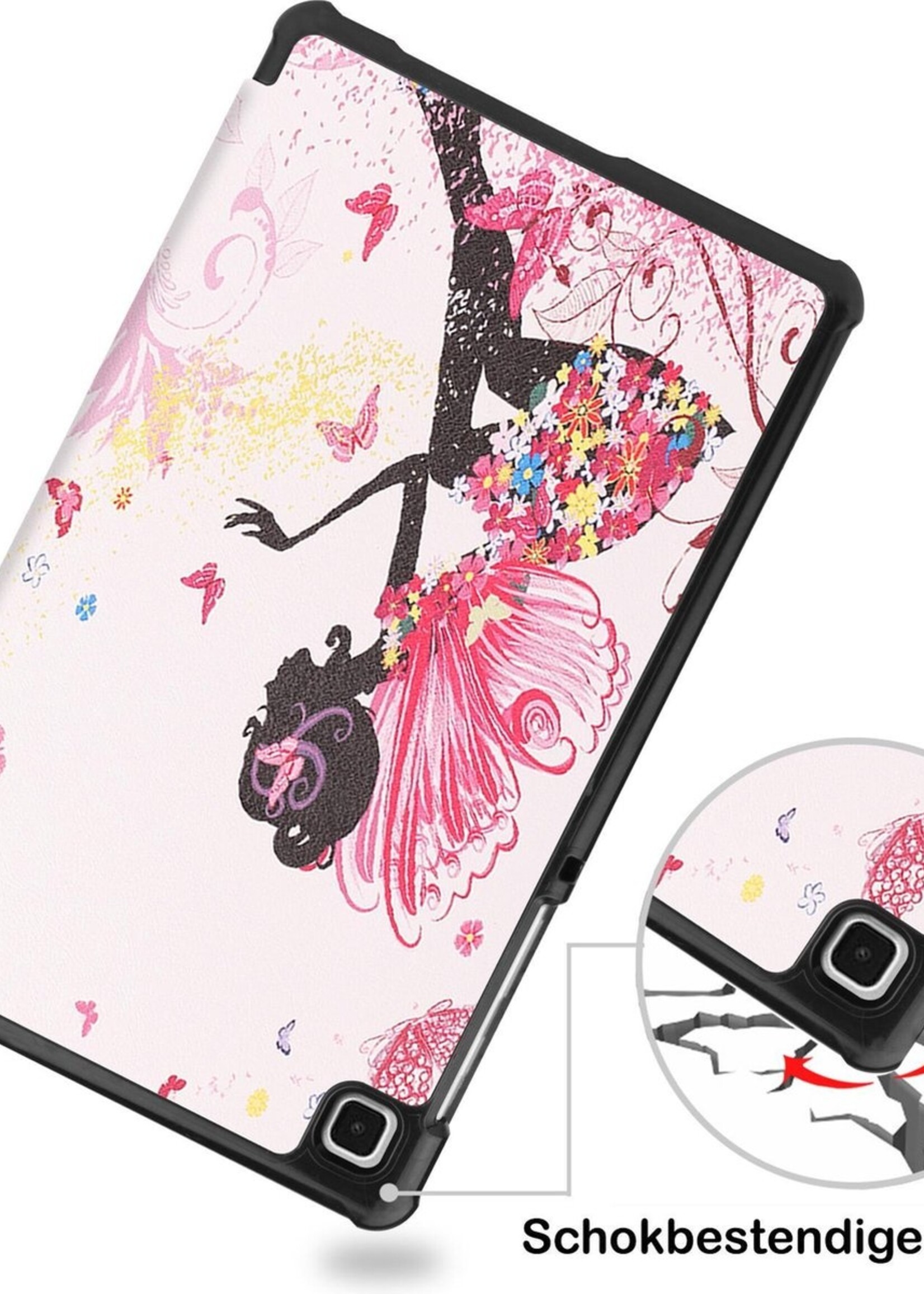 BTH Hoes Geschikt voor Samsung Galaxy Tab A7 Lite Hoes Book Case Hoesje Trifold Cover Met Screenprotector - Hoesje Geschikt voor Samsung Tab A7 Lite Hoesje Bookcase - Elfje