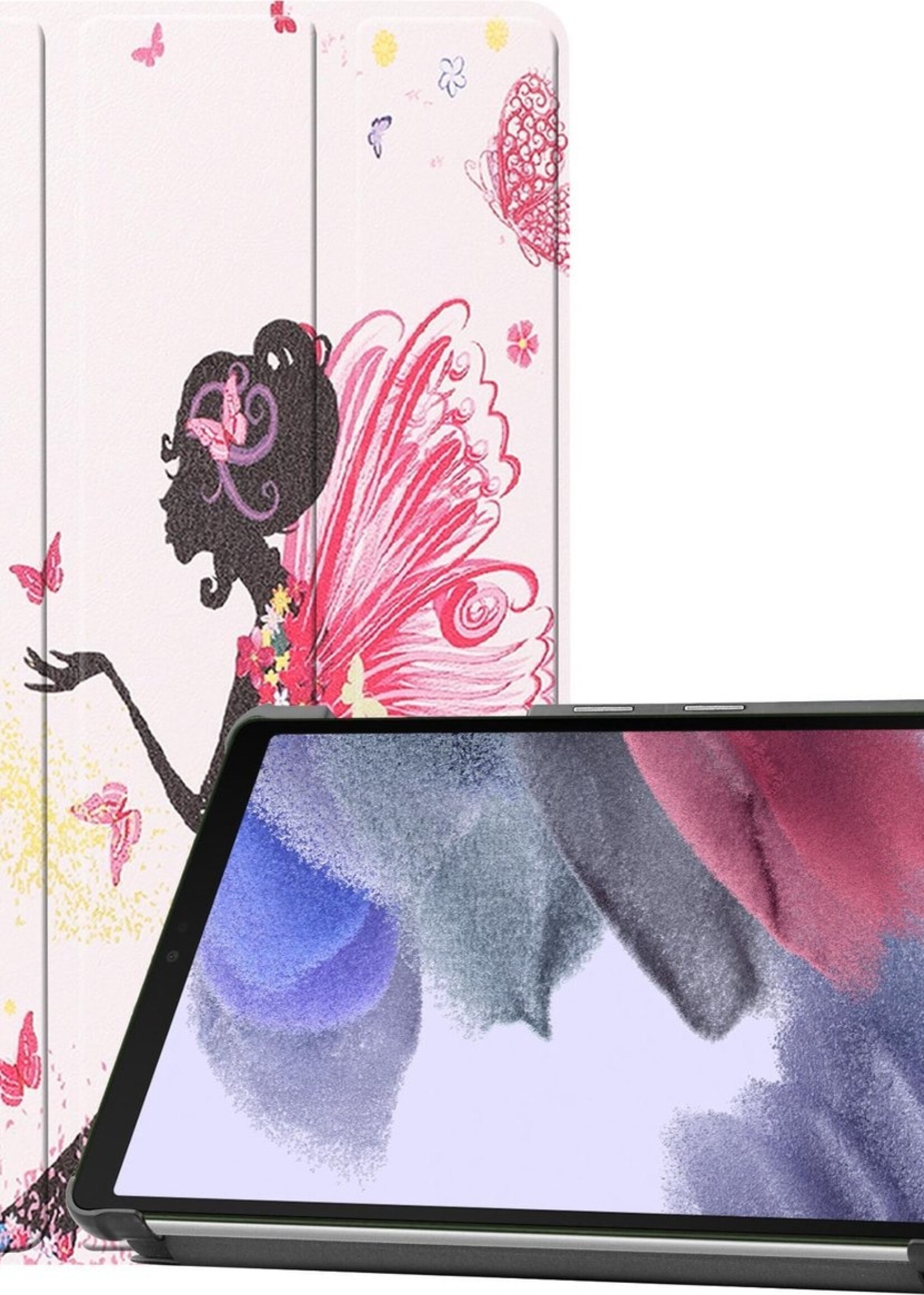 BTH Hoes Geschikt voor Samsung Galaxy Tab A7 Lite Hoes Book Case Hoesje Trifold Cover - Hoesje Geschikt voor Samsung Tab A7 Lite Hoesje Bookcase - Elfje
