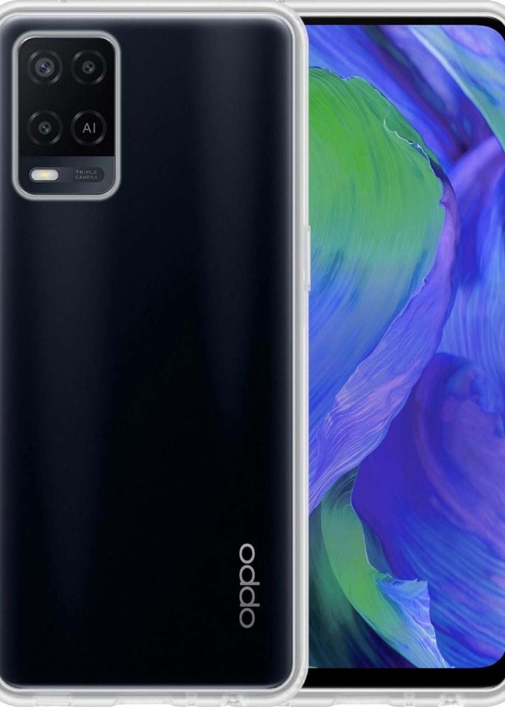 BTH Hoesje Geschikt voor OPPO A54 Hoesje Siliconen Case Hoes - Hoes Geschikt voor OPPO A54 Hoes Cover Case - Transparant