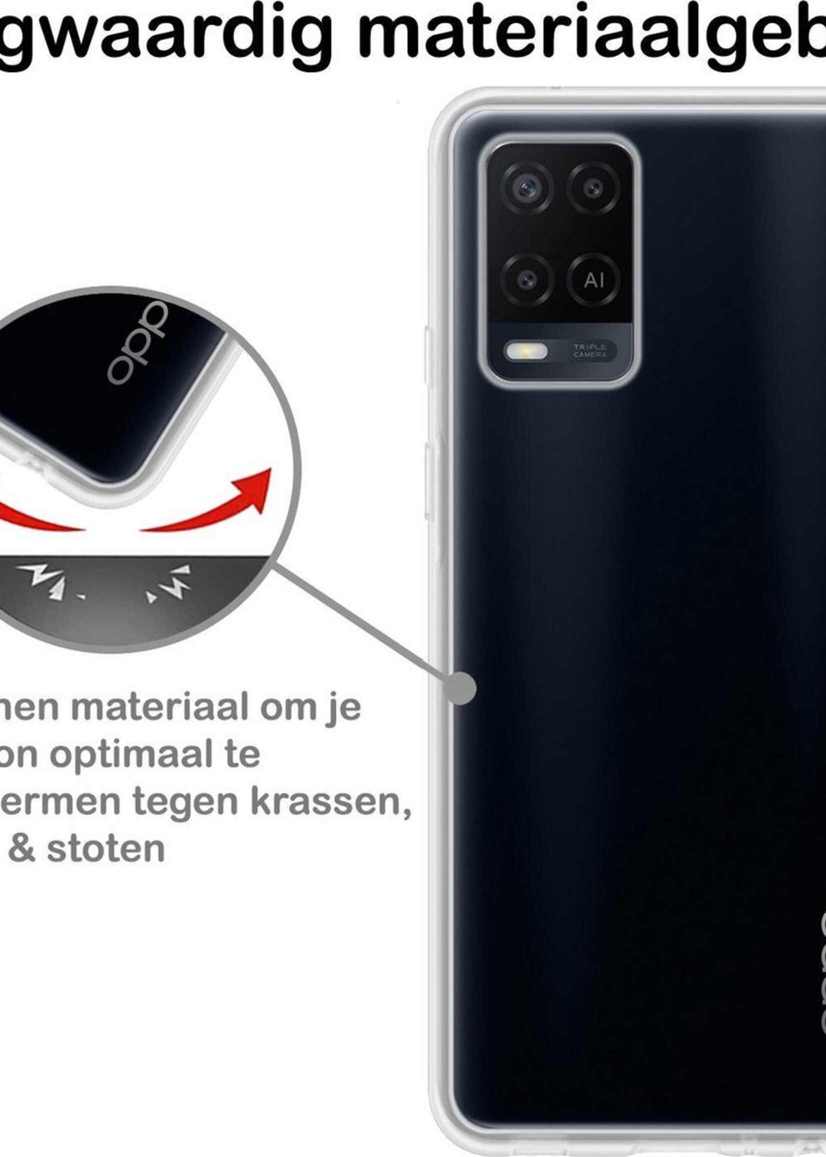 BTH Hoesje Geschikt voor OPPO A54 Hoesje Siliconen Case Hoes - Hoes Geschikt voor OPPO A54 Hoes Cover Case - Transparant