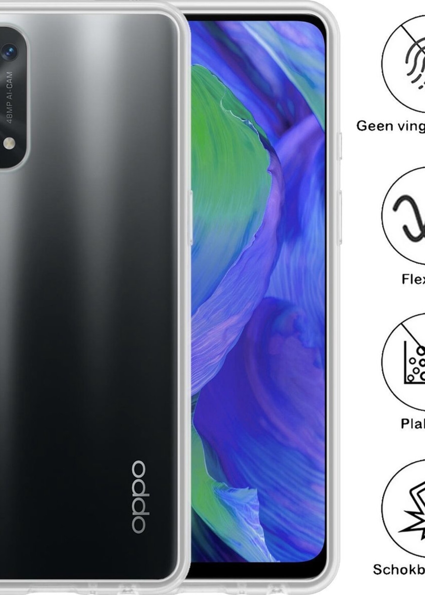 BTH Hoesje Geschikt voor OPPO A54 5G Hoesje Siliconen Case Hoes - Hoes Geschikt voor OPPO A54 5G Hoes Cover Case - Transparant - 2 PACK