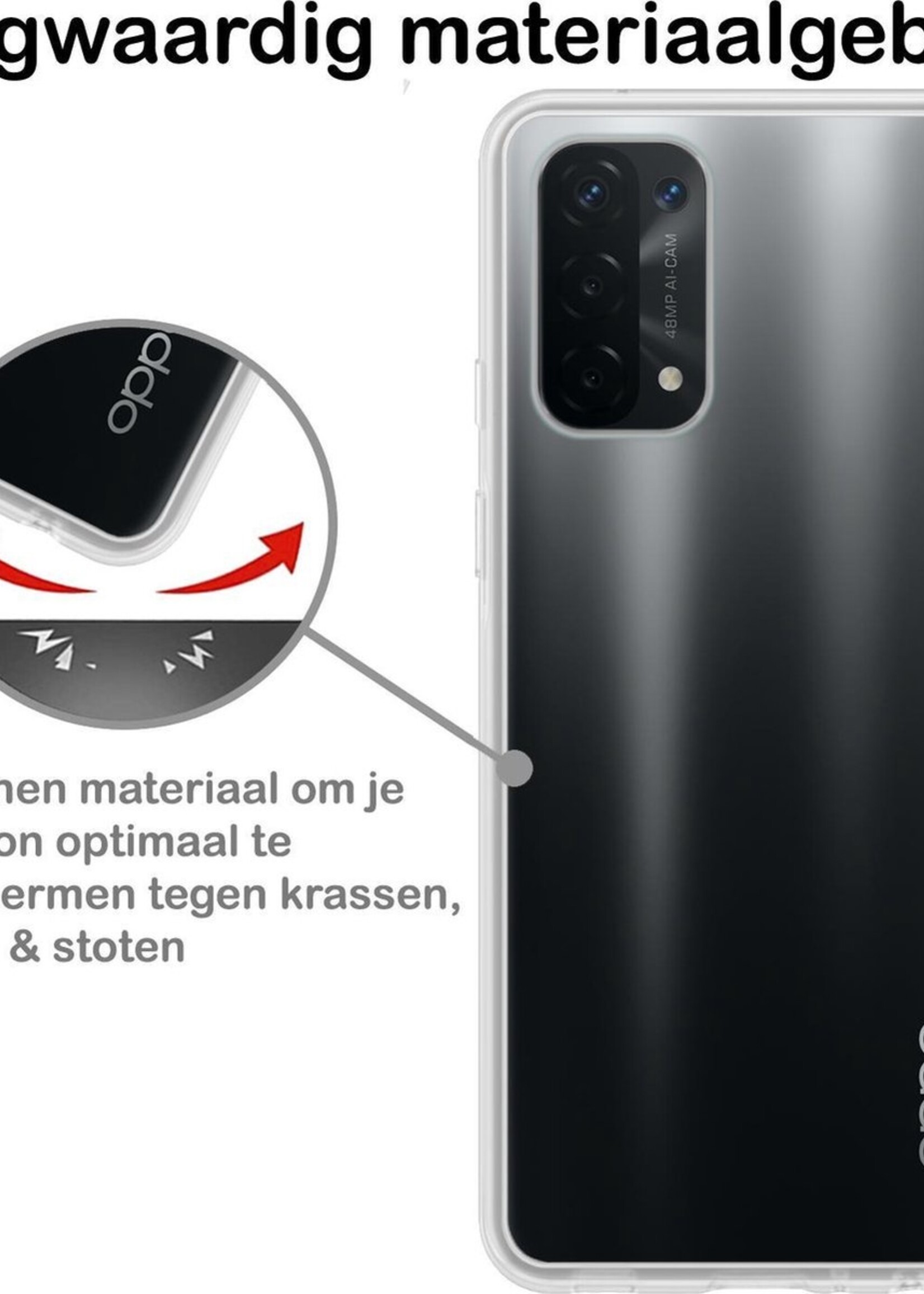 BTH Hoesje Geschikt voor OPPO A54 5G Hoesje Siliconen Case Hoes - Hoes Geschikt voor OPPO A54 5G Hoes Cover Case - Transparant - 2 PACK