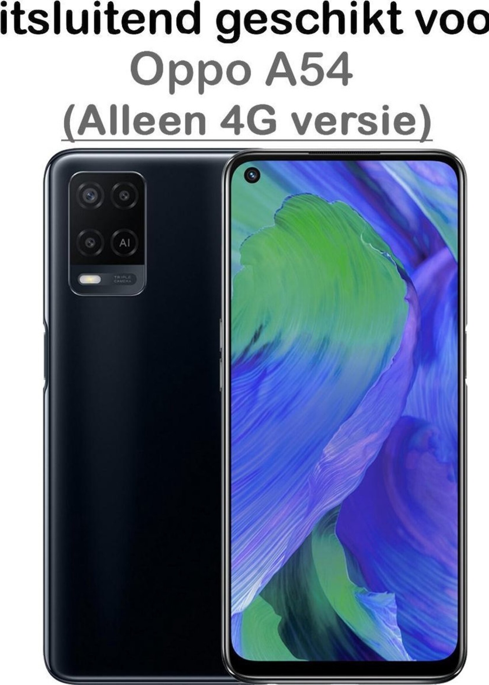 BTH Hoesje Geschikt voor OPPO A54 Hoesje Siliconen Shock Proof Case Hoes - Hoes Geschikt voor OPPO A54 Hoes Cover Case Shockproof - Transparant