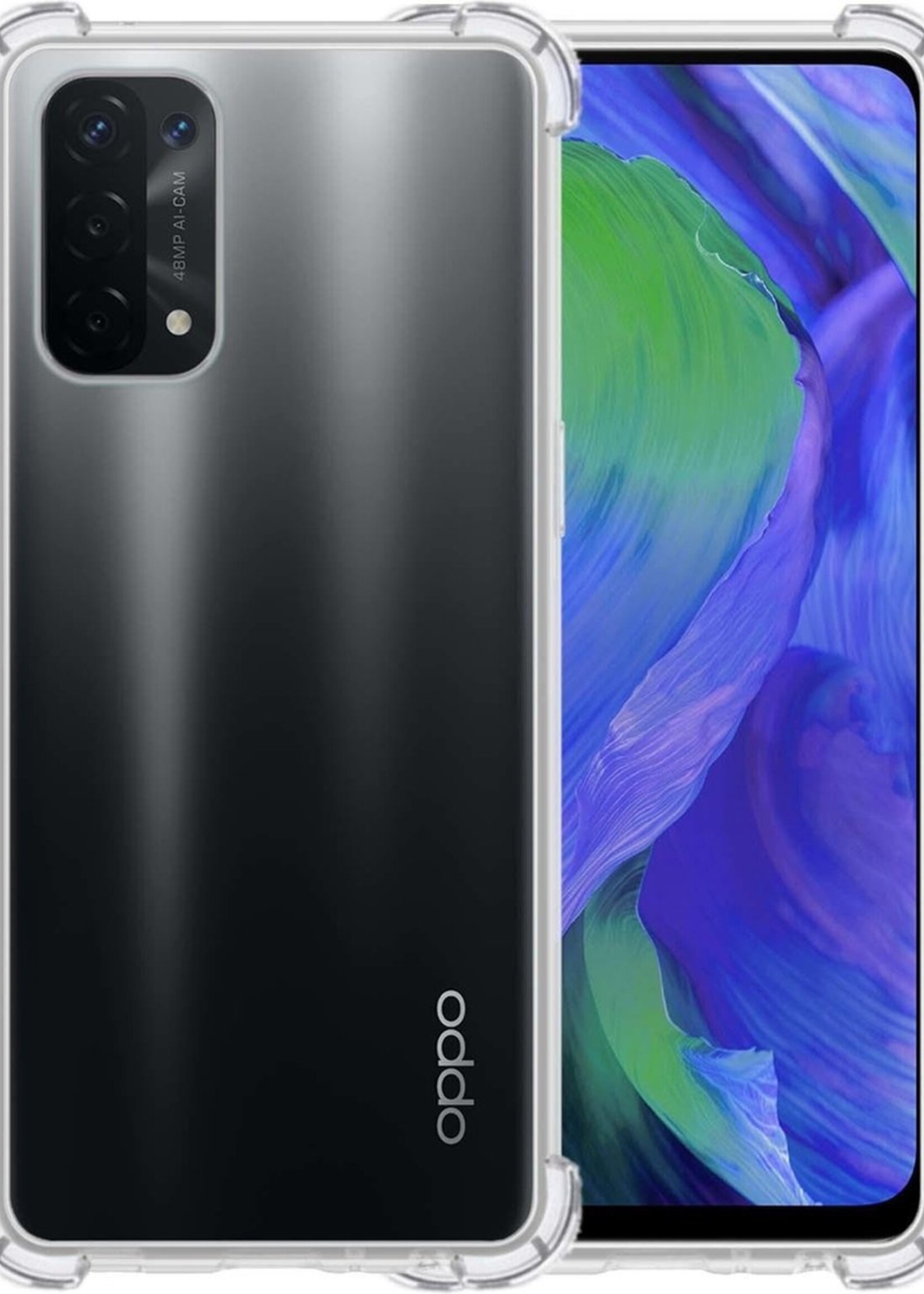 BTH Hoesje Geschikt voor OPPO A54 5G Hoesje Siliconen Shock Proof Case Hoes - Hoes Geschikt voor OPPO A54 5G Hoes Cover Case Shockproof - Transparant