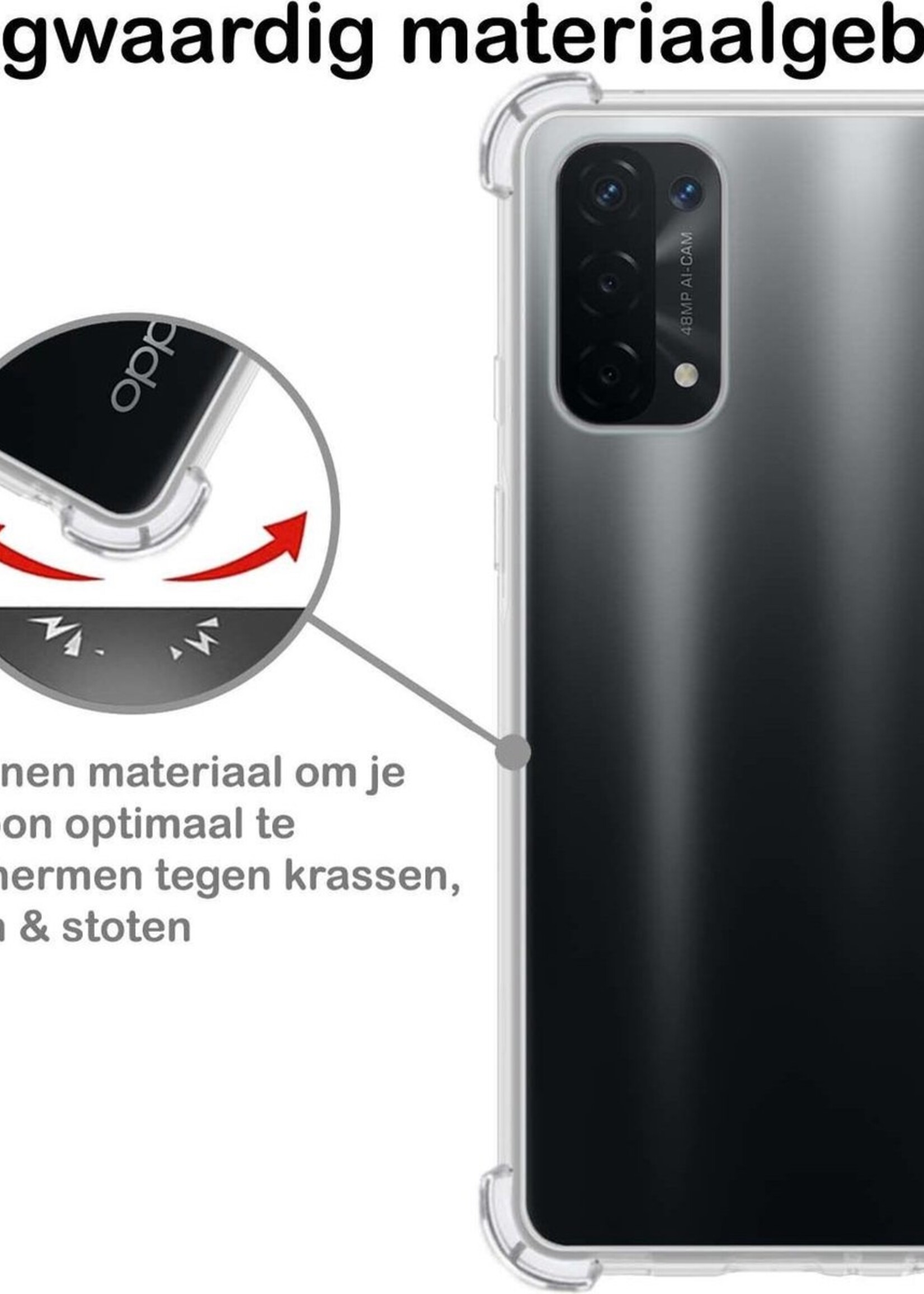 BTH Hoesje Geschikt voor OPPO A54 5G Hoesje Siliconen Shock Proof Case Hoes - Hoes Geschikt voor OPPO A54 5G Hoes Cover Case Shockproof - Transparant