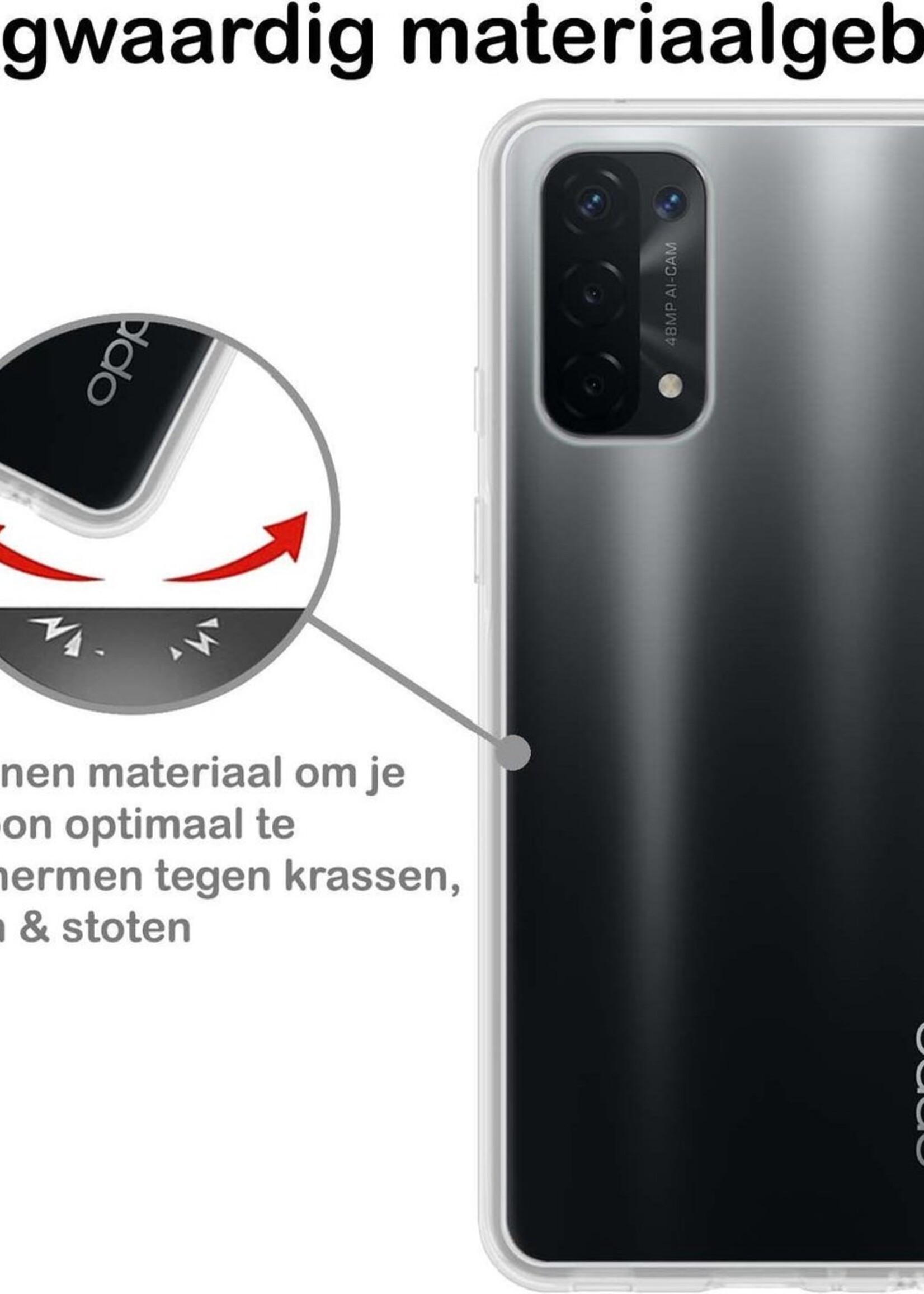 BTH Hoesje Geschikt voor OPPO A74 4G Hoesje Siliconen Case Hoes - Hoes Geschikt voor OPPO A74 4G Hoes Cover Case - Transparant