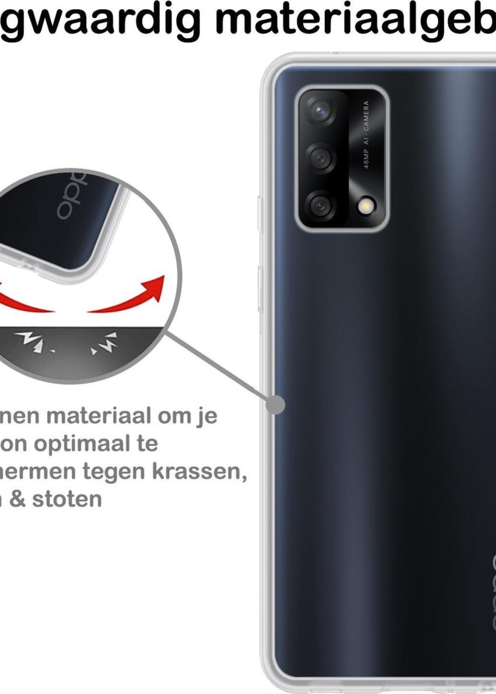 BTH Hoesje Geschikt voor OPPO A74 4G Hoesje Siliconen Case Hoes - Hoes Geschikt voor OPPO A74 4G Hoes Cover Case - Transparant
