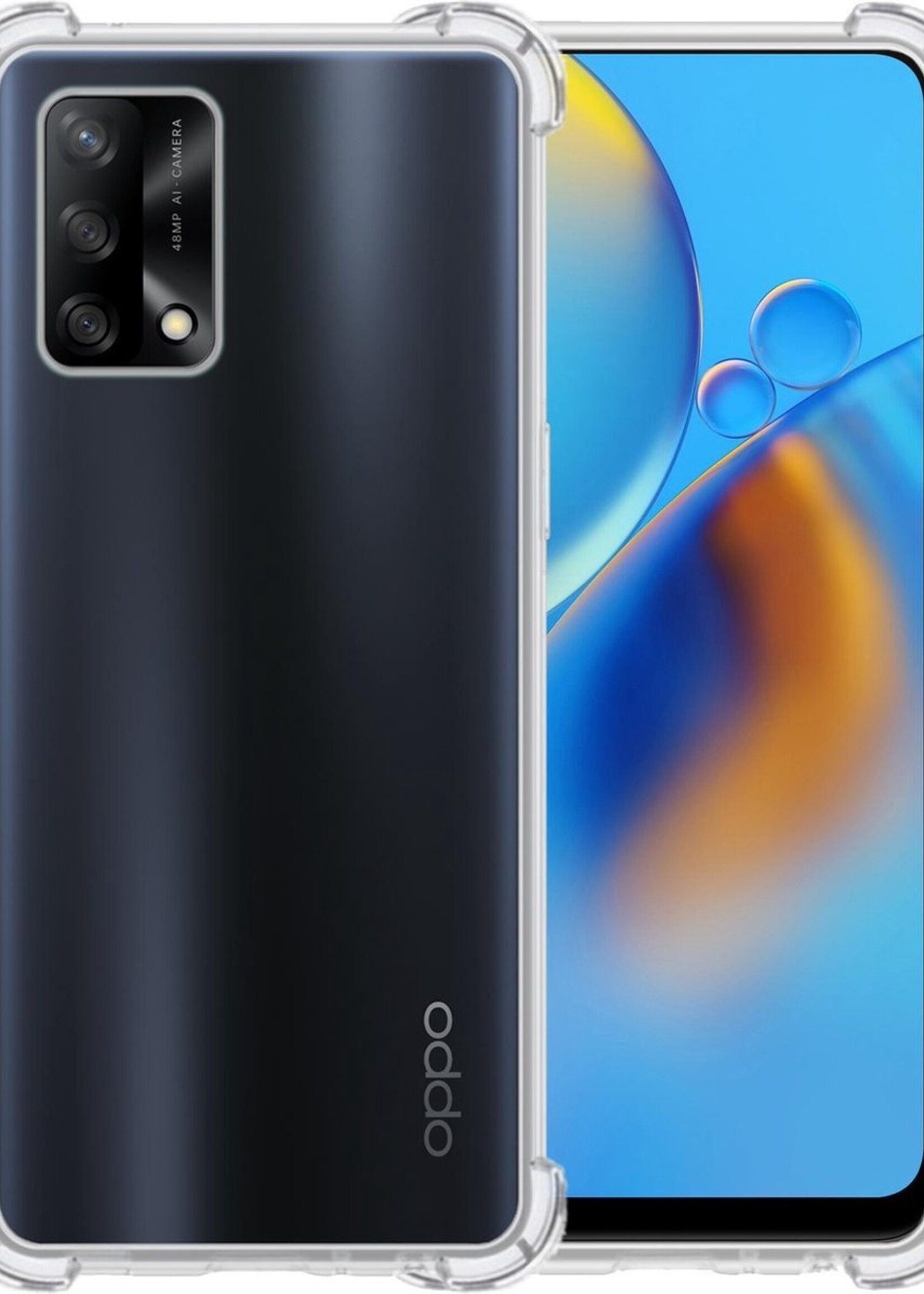 BTH Hoesje Geschikt voor OPPO A74 4G Hoesje Siliconen Shock Proof Case Hoes - Hoes Geschikt voor OPPO A74 4G Hoes Cover Case Shockproof - Transparant
