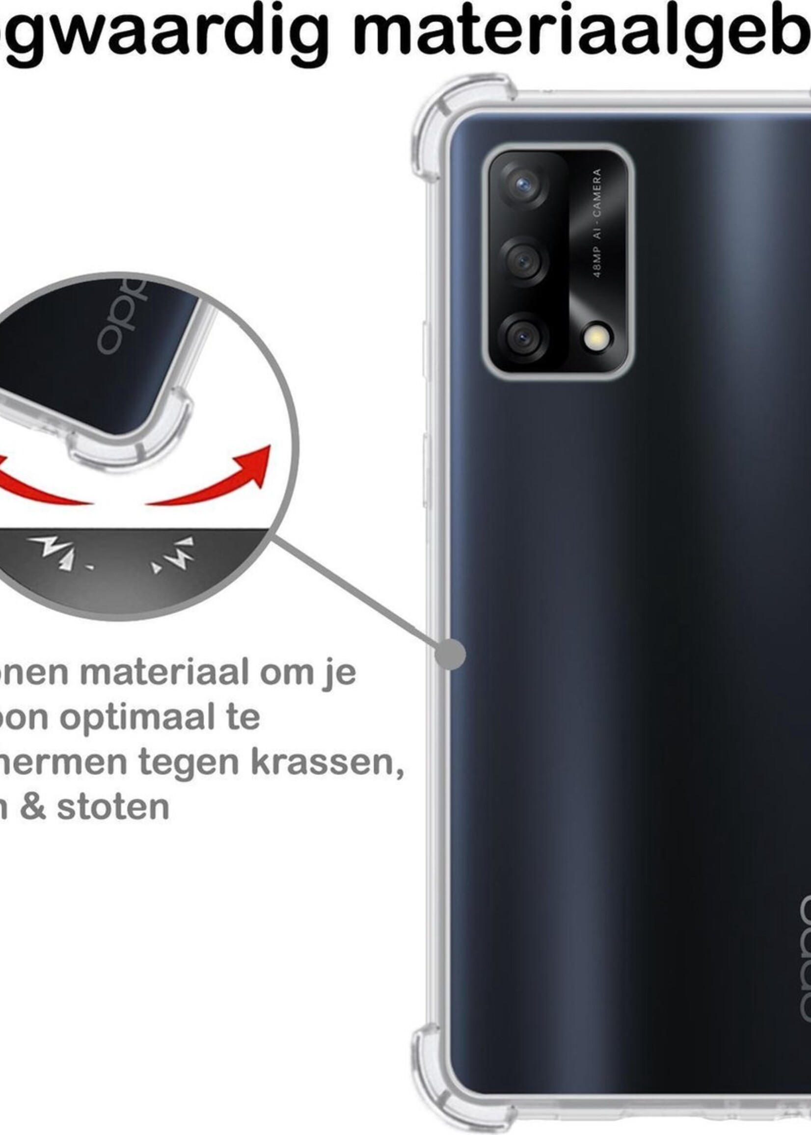 BTH Hoesje Geschikt voor OPPO A74 4G Hoesje Siliconen Shock Proof Case Hoes - Hoes Geschikt voor OPPO A74 4G Hoes Cover Case Shockproof - Transparant