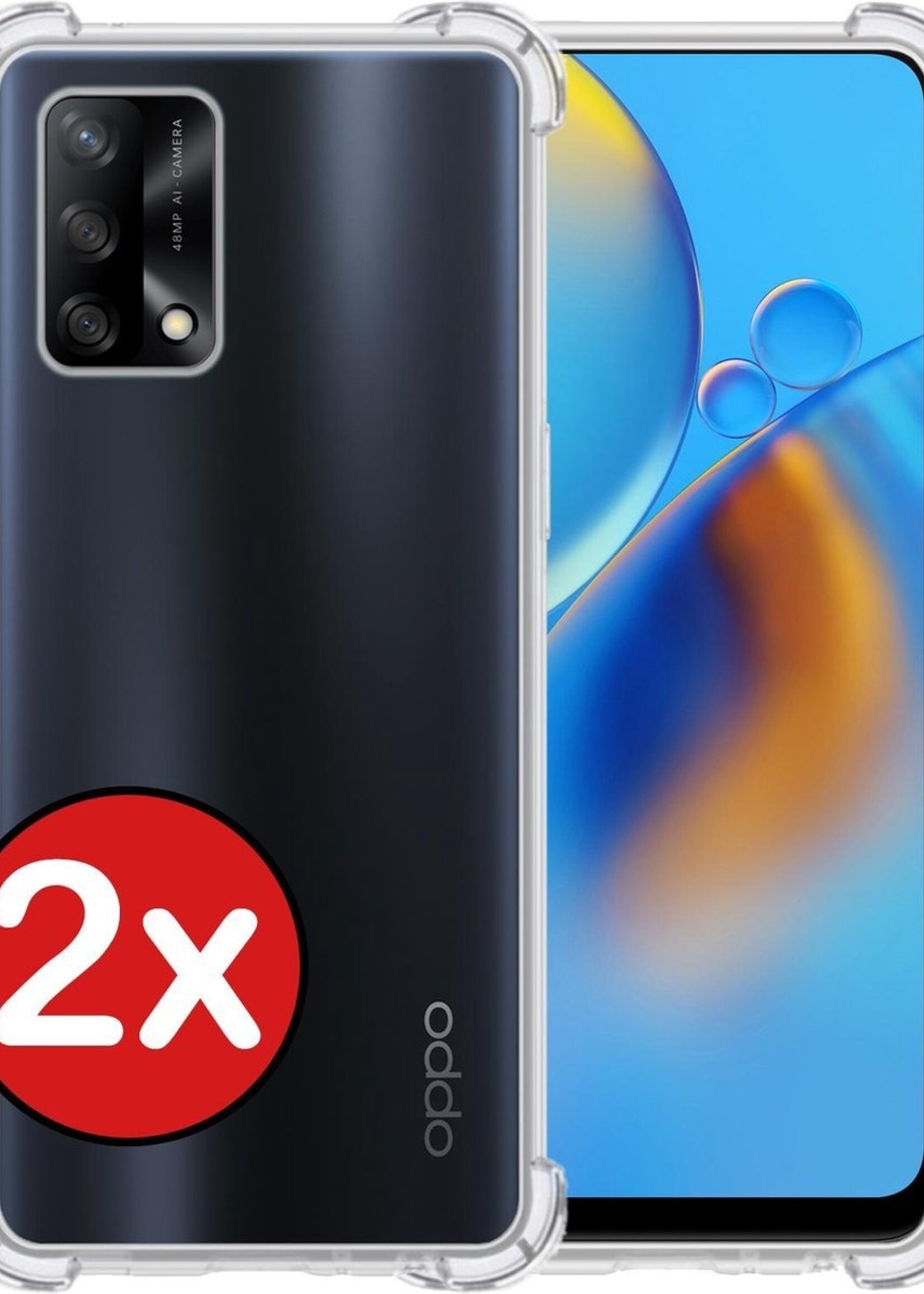 BTH Hoesje Geschikt voor OPPO A74 4G Hoesje Siliconen Shock Proof Case Hoes - Hoes Geschikt voor OPPO A74 4G Hoes Cover Case Shockproof - Transparant - 2 PACK
