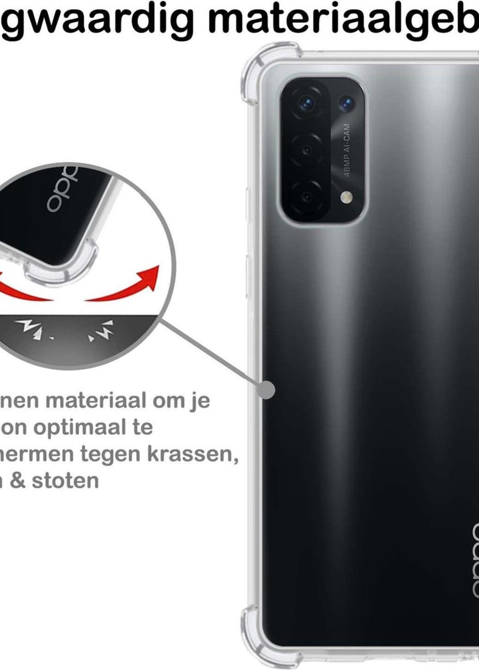 BTH Hoesje Geschikt voor OPPO A74 4G Hoesje Siliconen Shock Proof Case Hoes - Hoes Geschikt voor OPPO A74 4G Hoes Cover Case Shockproof - Transparant - 2 PACK