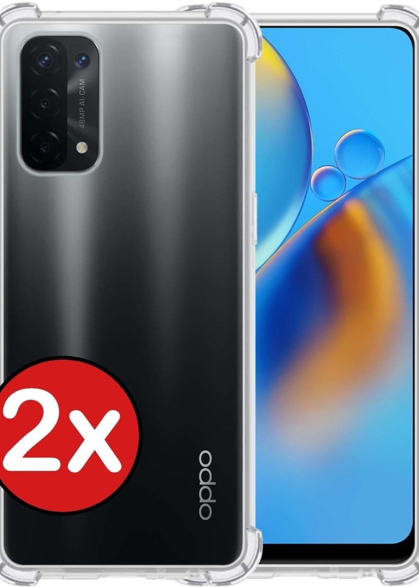 BTH Hoesje Geschikt voor OPPO A74 5G Hoesje Siliconen Shock Proof Case Hoes - Hoes Geschikt voor OPPO A74 5G Hoes Cover Case Shockproof - Transparant - 2 PACK