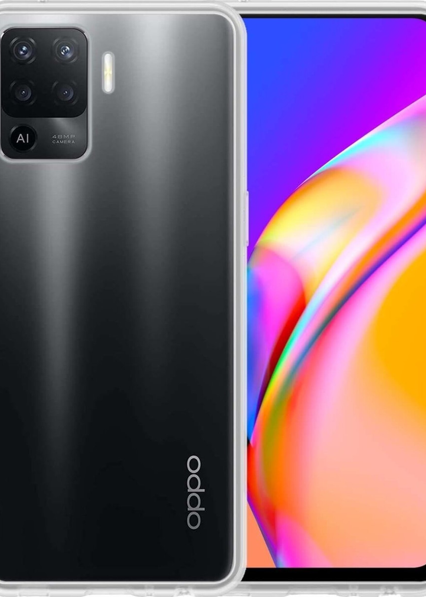 BTH Hoesje Geschikt voor OPPO A94 Hoesje Siliconen Case Hoes - Hoes Geschikt voor OPPO A94 Hoes Cover Case - Transparant