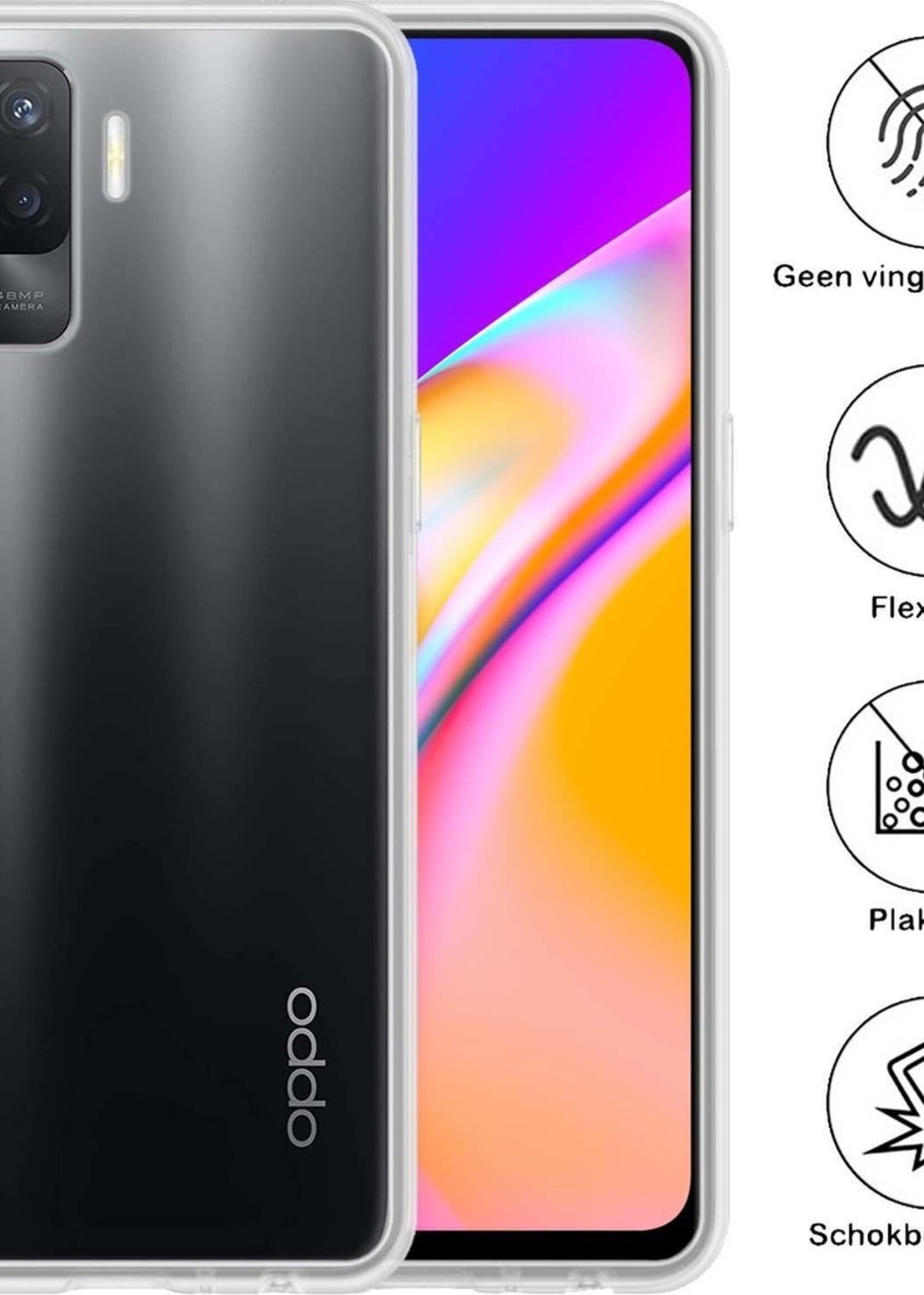 BTH Hoesje Geschikt voor OPPO A94 Hoesje Siliconen Case Hoes - Hoes Geschikt voor OPPO A94 Hoes Cover Case - Transparant