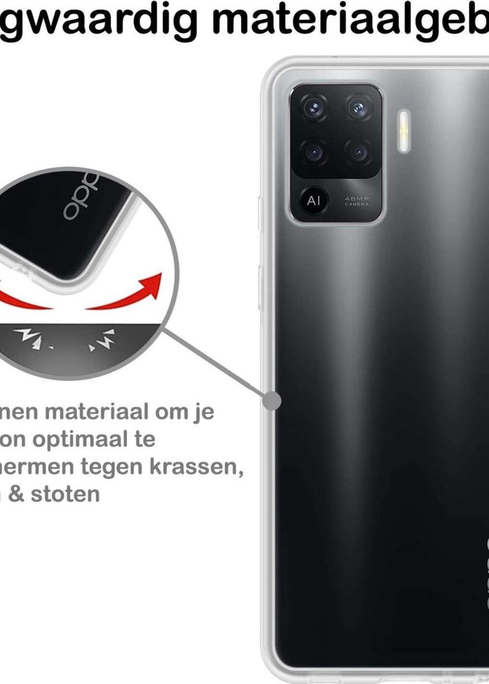 BTH Hoesje Geschikt voor OPPO A94 Hoesje Siliconen Case Hoes - Hoes Geschikt voor OPPO A94 Hoes Cover Case - Transparant