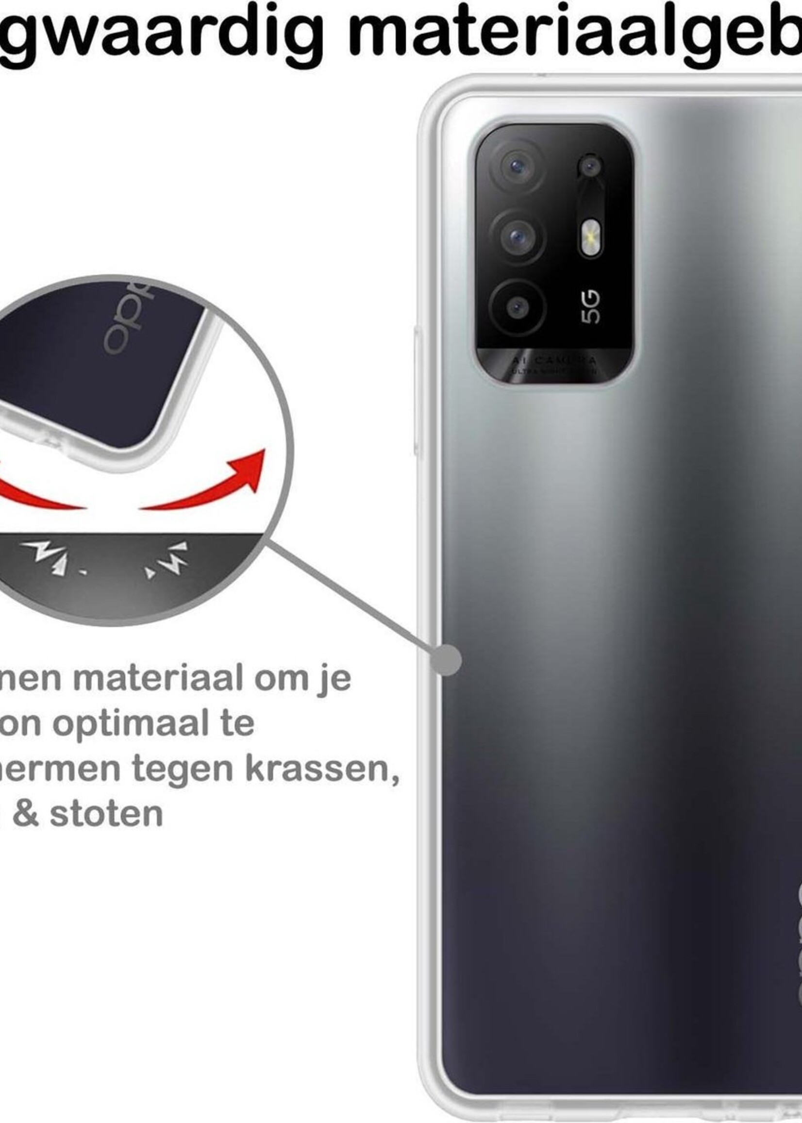 BTH Hoesje Geschikt voor OPPO A94 Hoesje Siliconen Case Hoes - Hoes Geschikt voor OPPO A94 Hoes Cover Case - Transparant