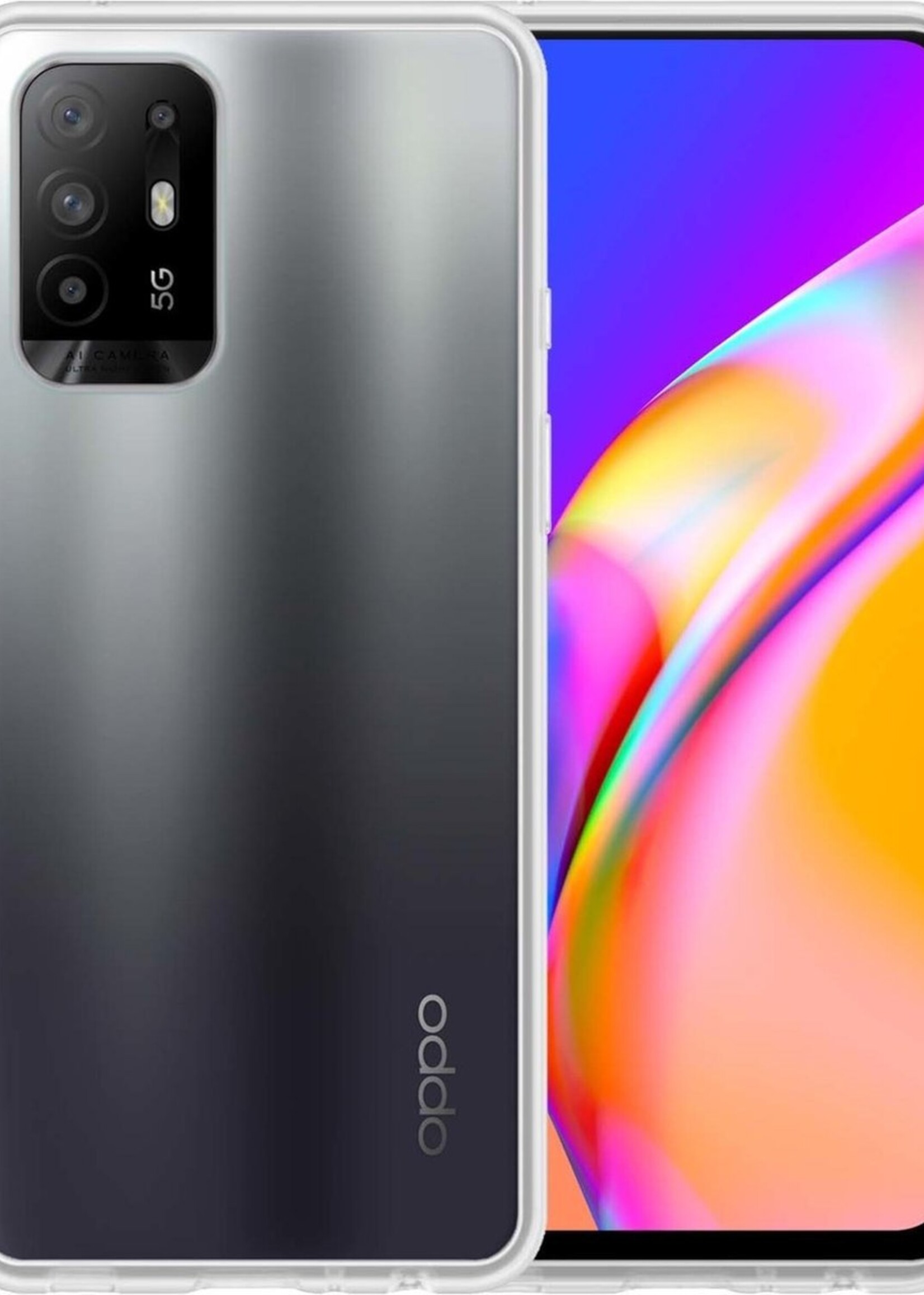 BTH Hoesje Geschikt voor OPPO A94 5G Hoesje Siliconen Case Hoes - Hoes Geschikt voor OPPO A94 5G Hoes Cover Case - Transparant