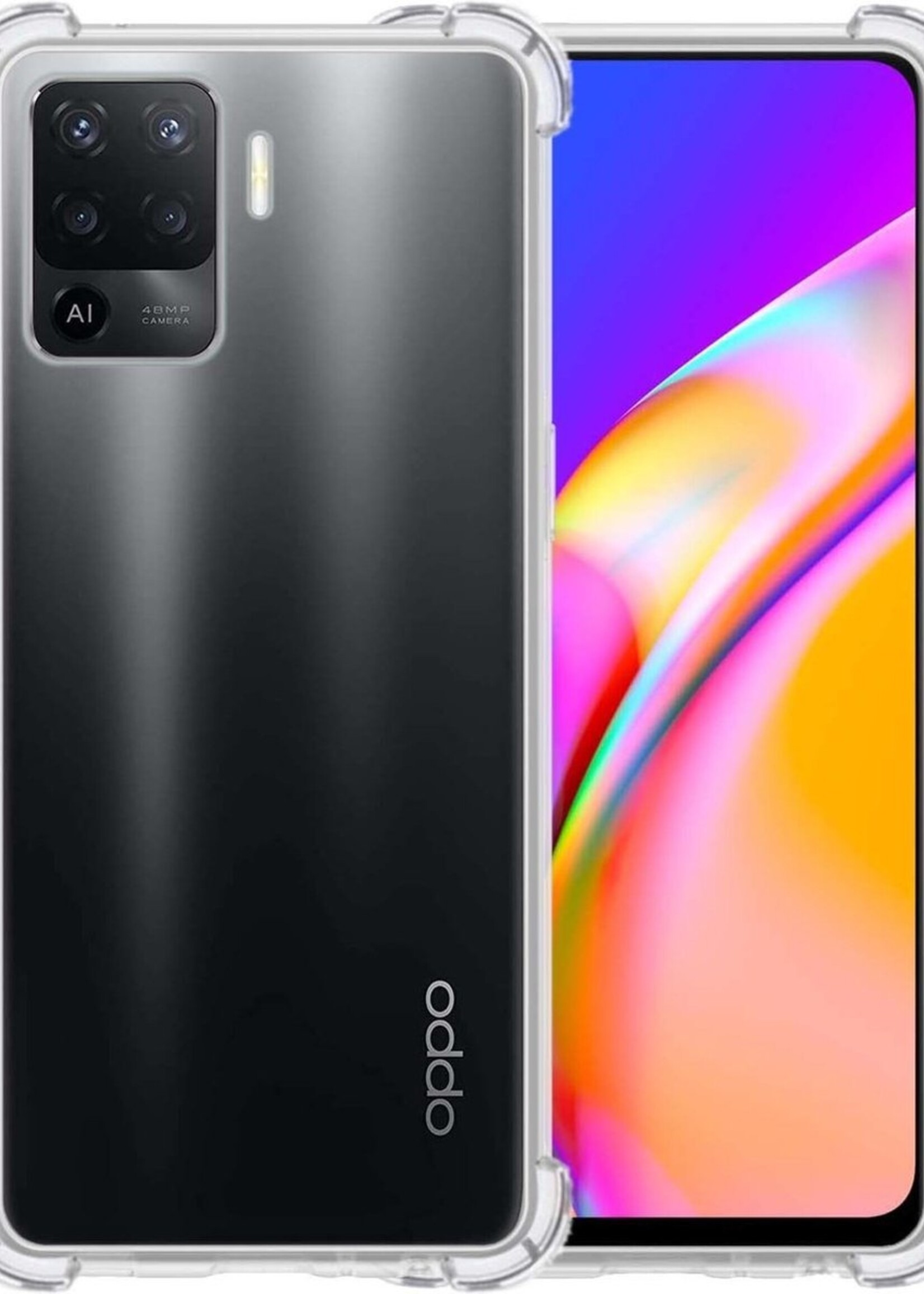 BTH Hoesje Geschikt voor OPPO A94 Hoesje Siliconen Shock Proof Case Hoes - Hoes Geschikt voor OPPO A94 Hoes Cover Case Shockproof - Transparant