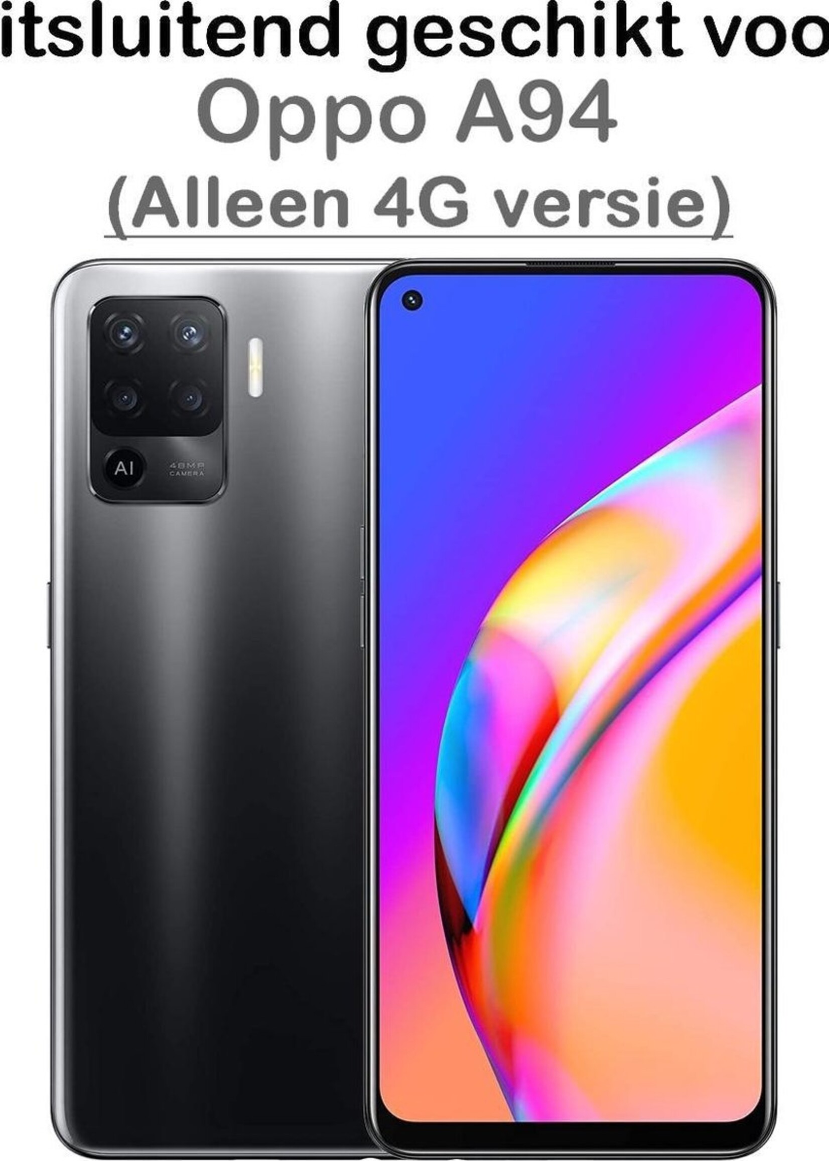 BTH Hoesje Geschikt voor OPPO A94 Hoesje Siliconen Shock Proof Case Hoes - Hoes Geschikt voor OPPO A94 Hoes Cover Case Shockproof - Transparant
