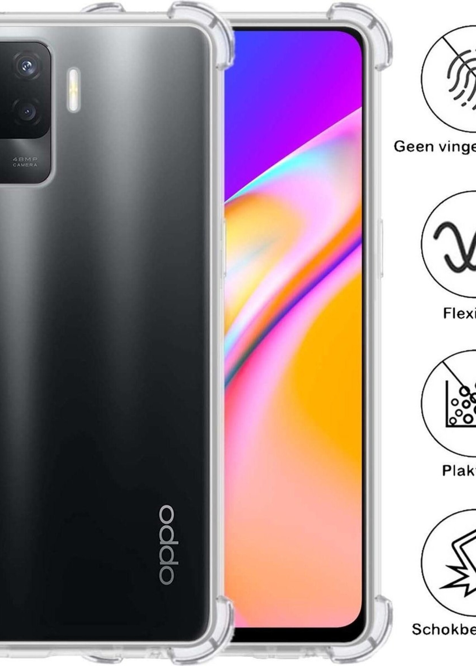 BTH Hoesje Geschikt voor OPPO A94 Hoesje Siliconen Shock Proof Case Hoes - Hoes Geschikt voor OPPO A94 Hoes Cover Case Shockproof - Transparant
