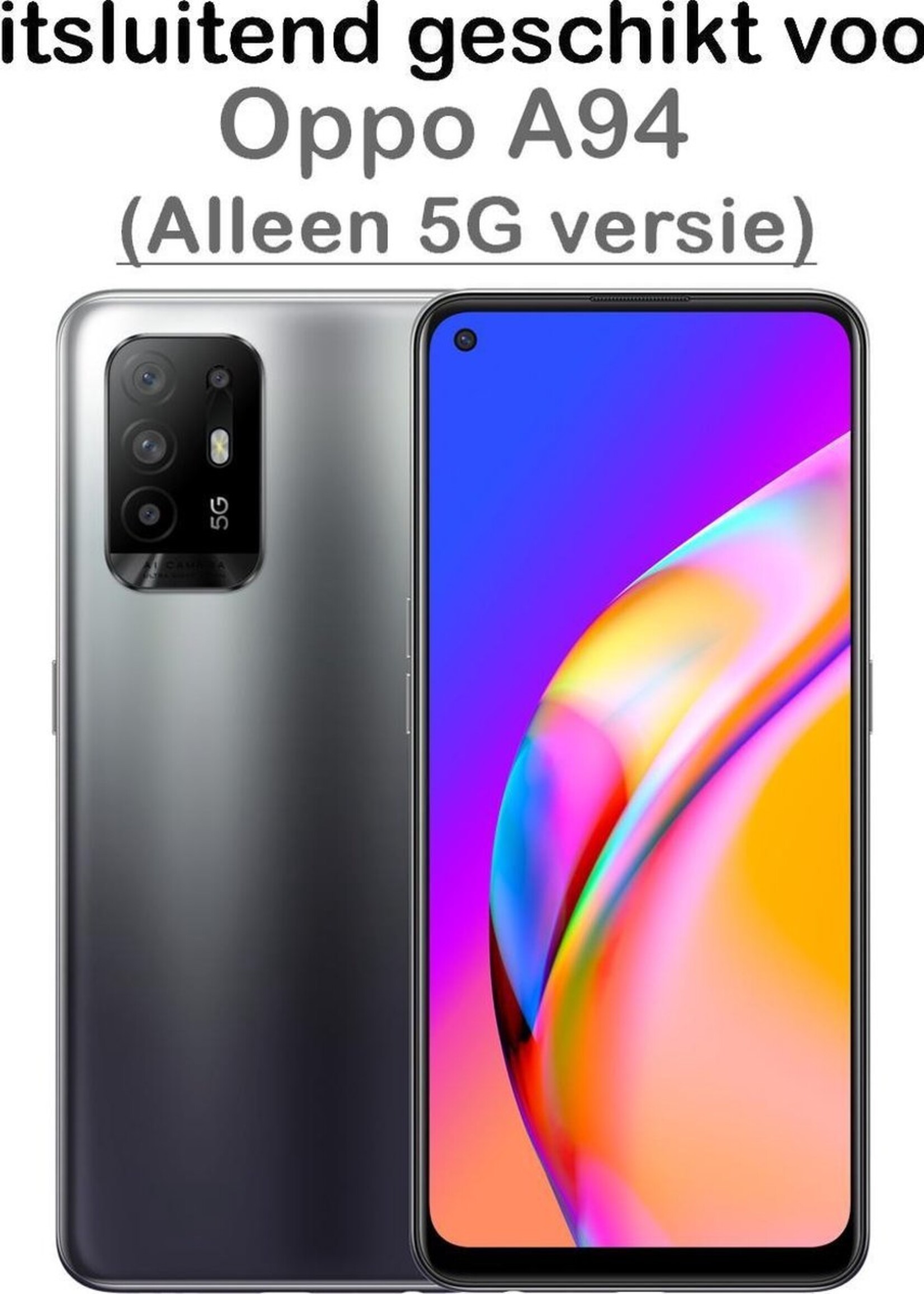 BTH Hoesje Geschikt voor OPPO A94 5G Hoesje Siliconen Shock Proof Case Hoes - Hoes Geschikt voor OPPO A94 5G Hoes Cover Case Shockproof - Transparant