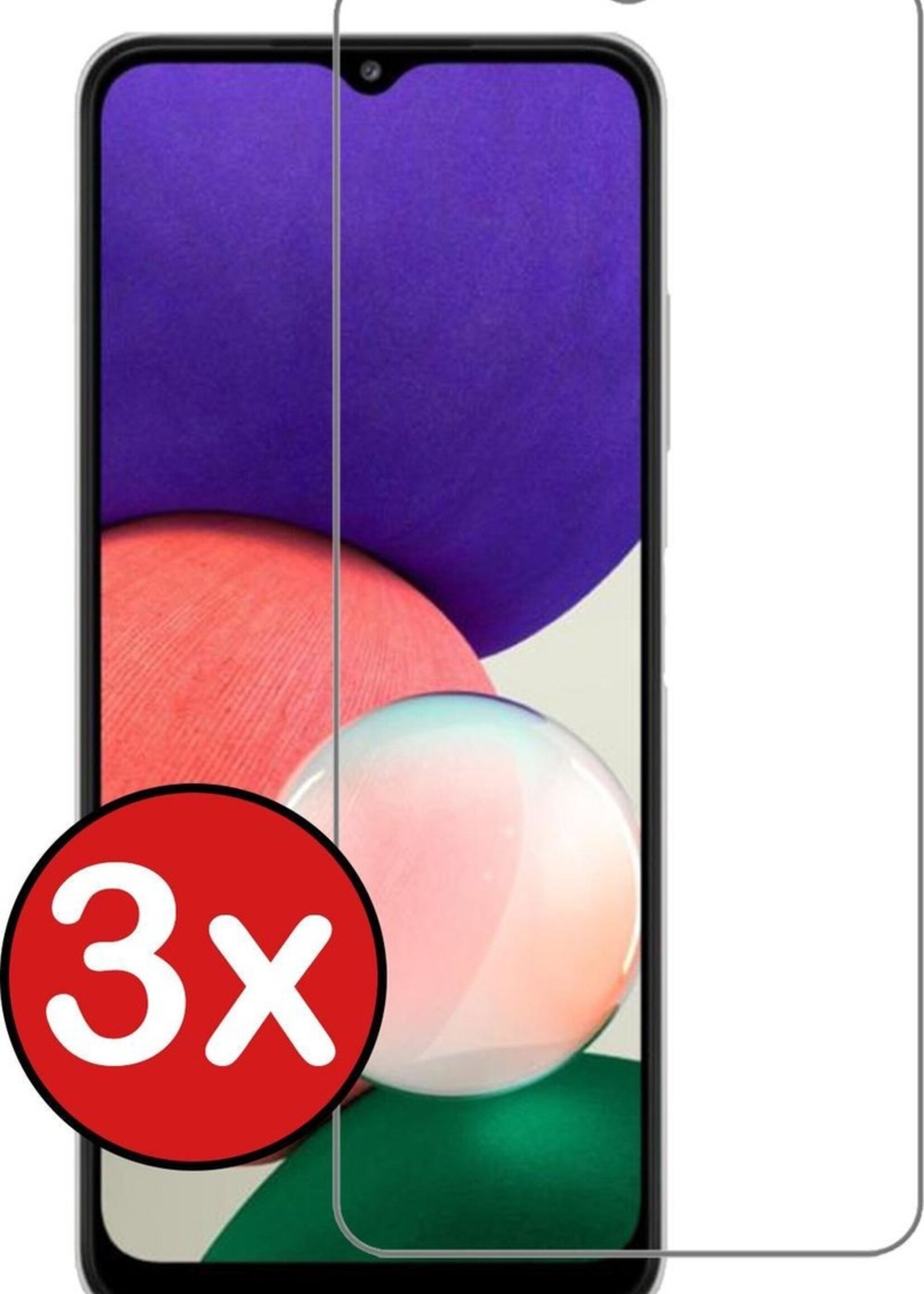 BTH Screenprotector Geschikt voor Samsung A22 5G Screenprotector Glas Gehard Tempered Glass - Screenprotector Geschikt voor Samsung Galaxy A22 5G Screen Protector Screen Cover - 3 PACK