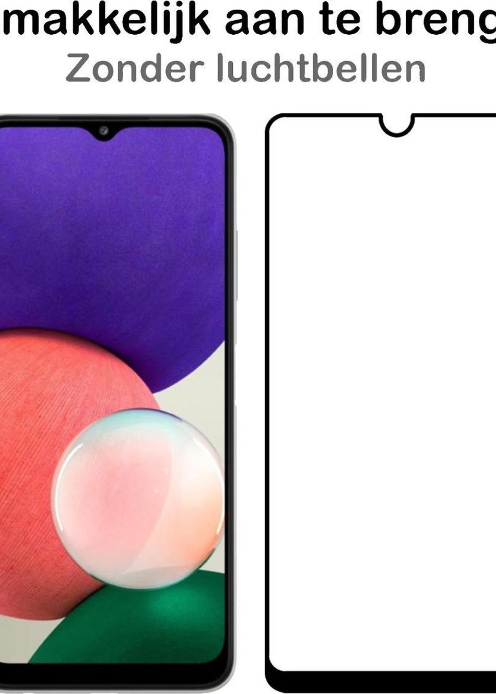 BTH Screenprotector Geschikt voor Samsung A22 4G Screenprotector Glas Gehard Tempered Glass Full Cover - Screenprotector Geschikt voor Samsung Galaxy A22 4G Screen Protector Screen Cover - 3 PACK