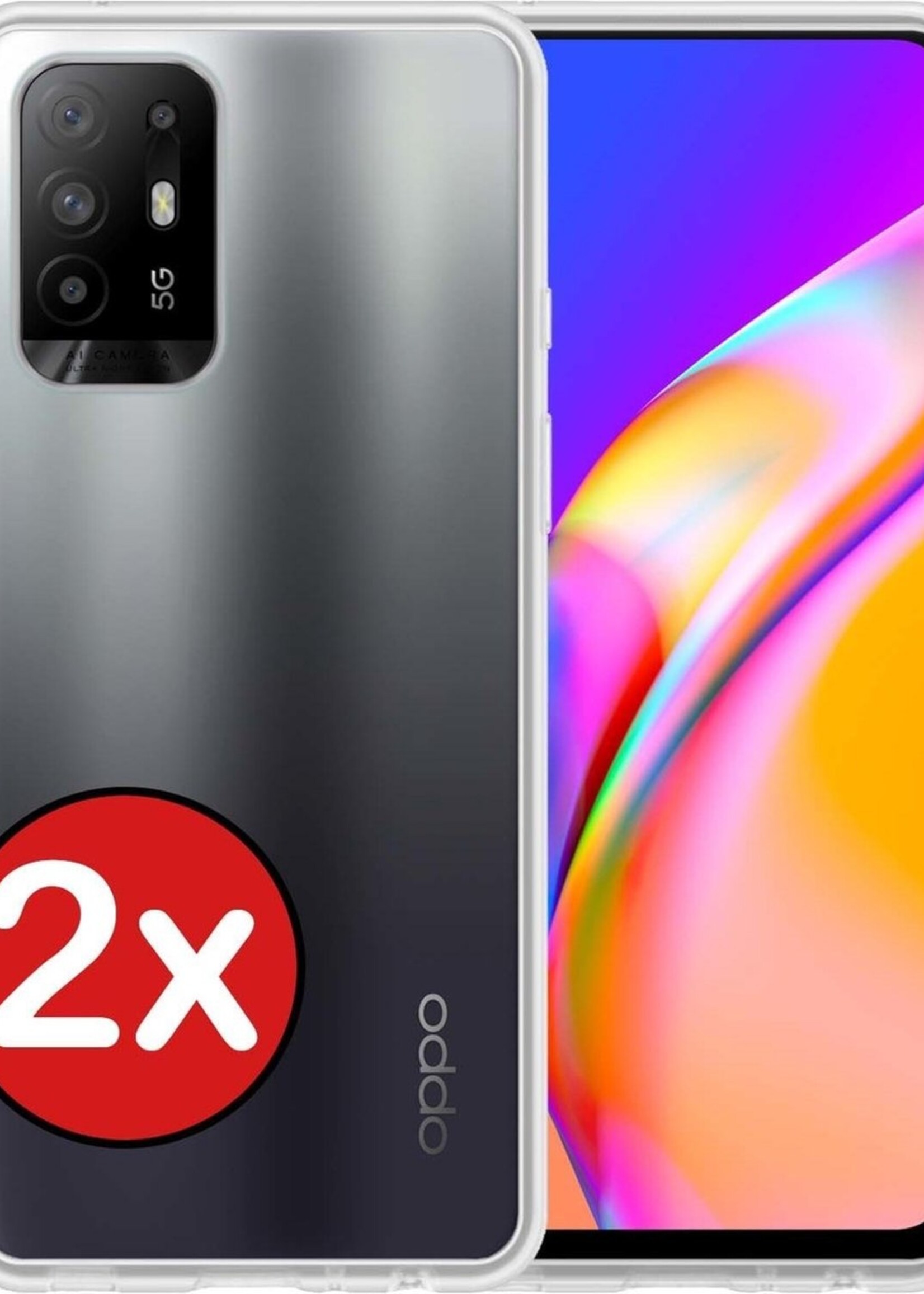 BTH Hoesje Geschikt voor OPPO A94 5G Hoesje Siliconen Case Hoes - Hoes Geschikt voor OPPO A94 5G Hoes Cover Case - Transparant - 2 PACK
