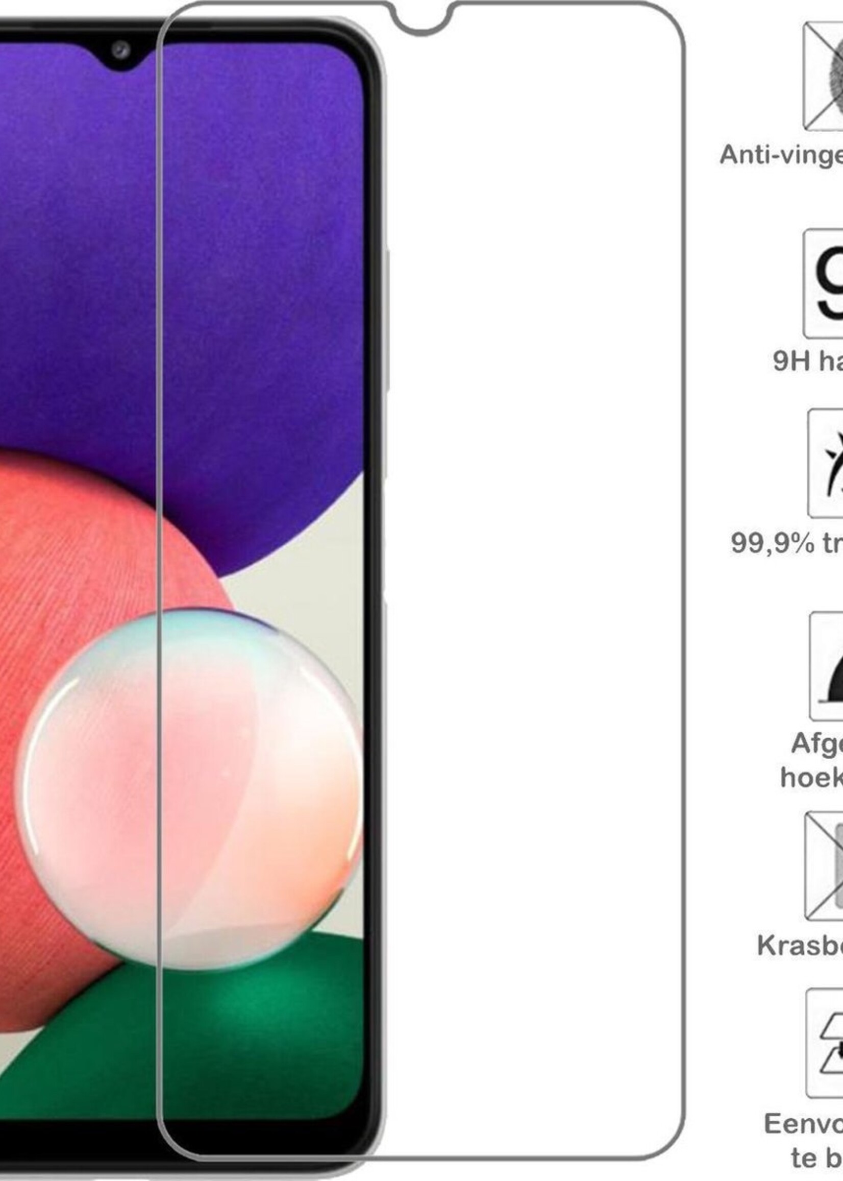 BTH Screenprotector Geschikt voor Samsung A22 5G Screenprotector Glas Gehard Tempered Glass - Screenprotector Geschikt voor Samsung Galaxy A22 5G Screen Protector Screen Cover - 3 PACK