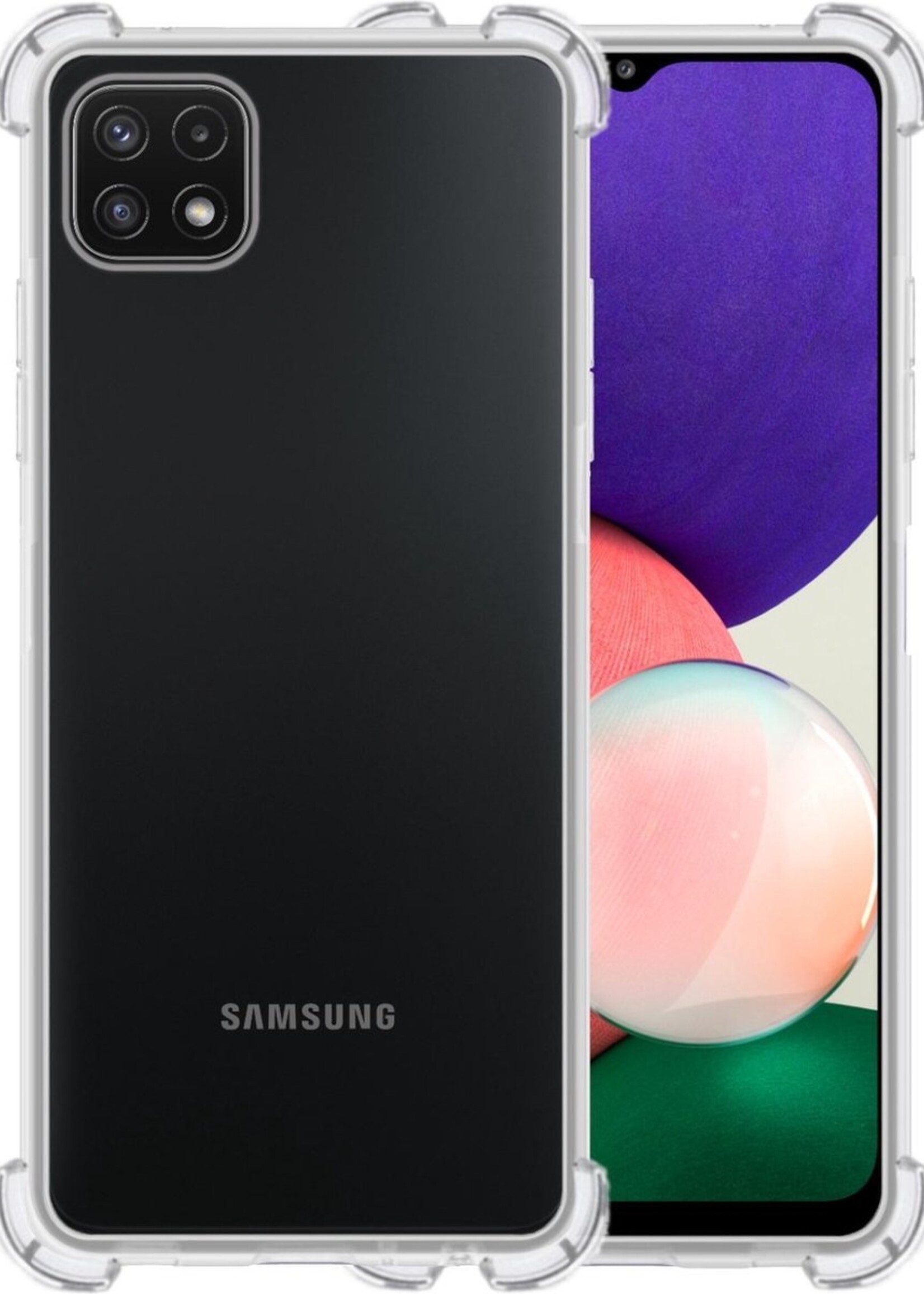 BTH Hoesje Geschikt voor Samsung A22 4G Hoesje Siliconen Shock Proof Case Hoes - Hoes Geschikt voor Samsung Galaxy A22 4G Hoes Cover Case Shockproof - Transparant