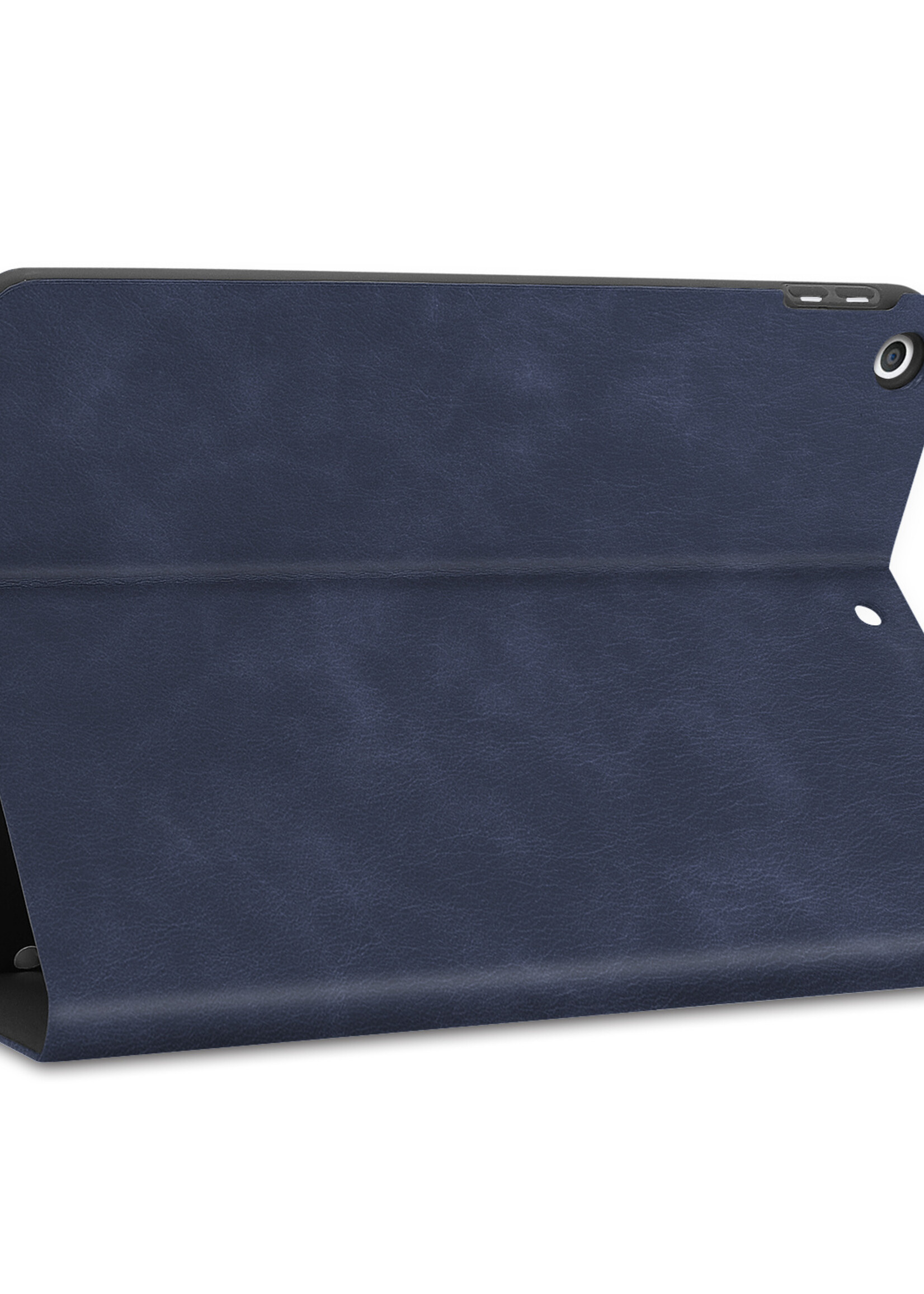 BTH iPad 10.2 2021 Hoesje Book Case Luxe Cover Hoes Met Uitsparing Apple Pencil - iPad 10.2 2021 Hoes Bookcase - Donkerblauw