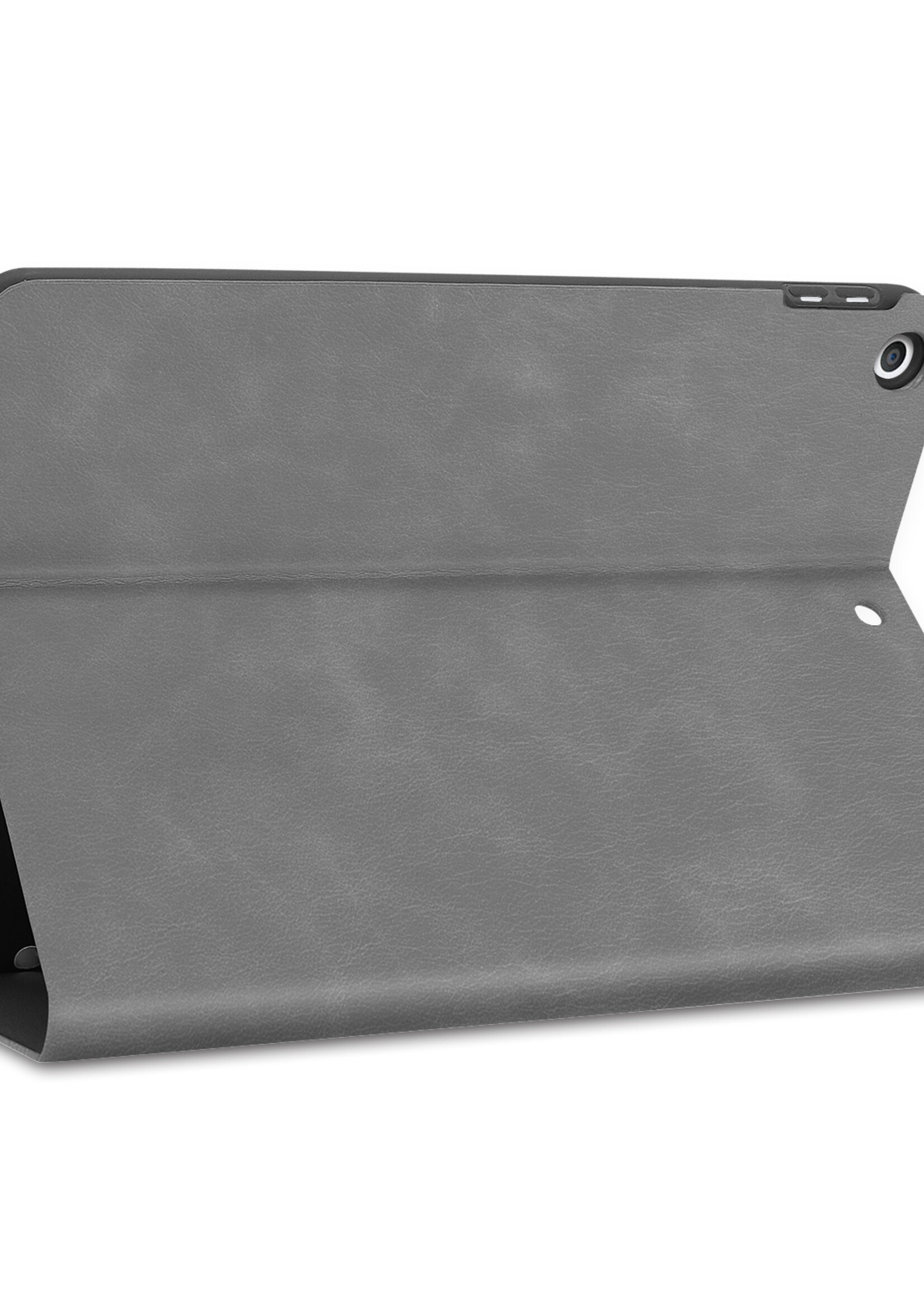 BTH iPad 10.2 2021 Hoesje Book Case Luxe Cover Hoes Met Uitsparing Apple Pencil - iPad 10.2 2021 Hoes Bookcase - Grijs
