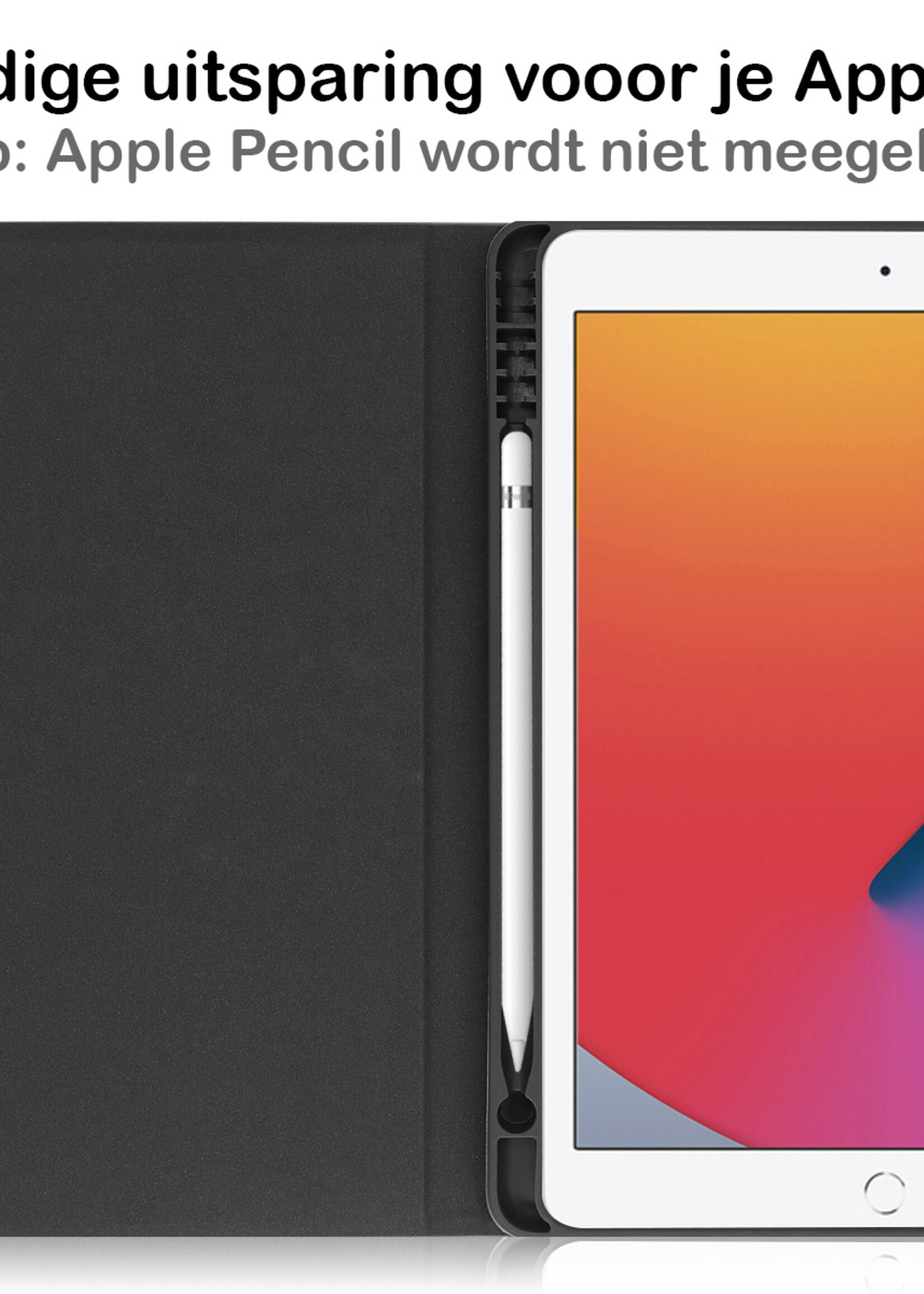BTH iPad 10.2 2021 Hoesje Book Case Luxe Cover Hoes Met Uitsparing Apple Pencil - iPad 10.2 2021 Hoes Bookcase - Grijs