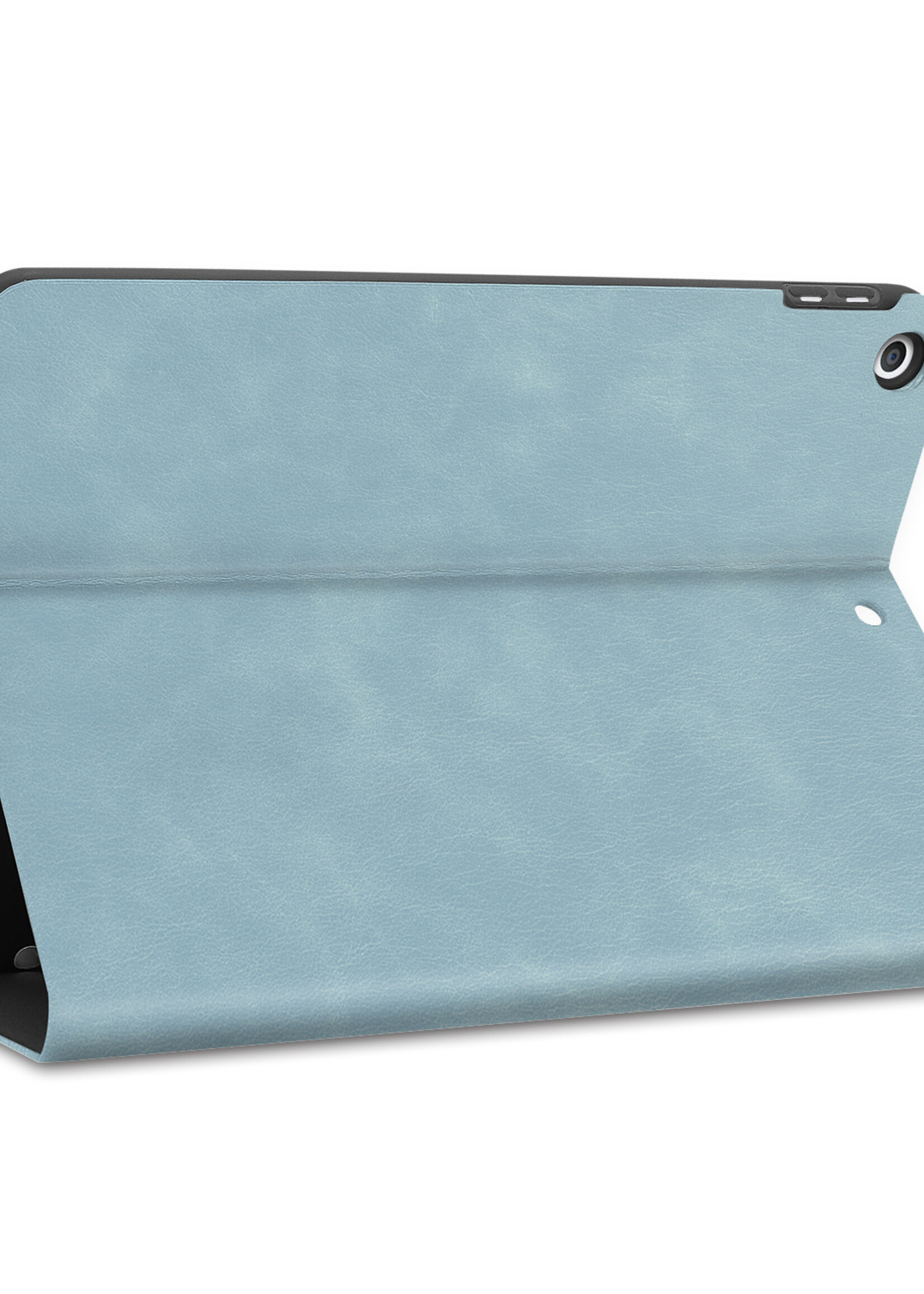 BTH iPad 10.2 2021 Hoesje Book Case Luxe Cover Hoes Met Uitsparing Apple Pencil - iPad 10.2 2021 Hoes Bookcase - Lichtblauw