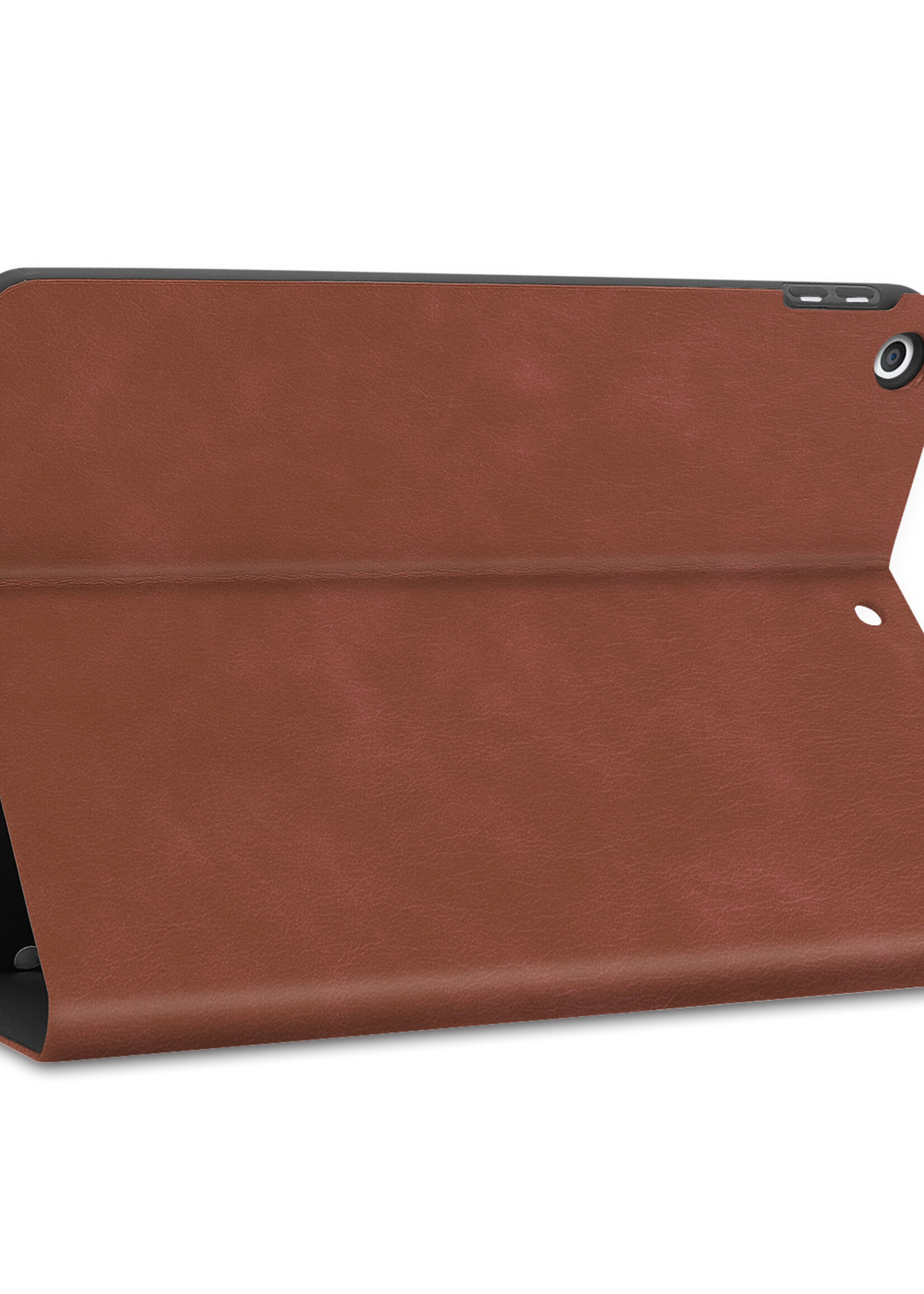 BTH Hoes Geschikt voor iPad 10.2 2021 Hoes Luxe Book Case Met Uitsparing Geschikt voor Apple Pencil Met Screenprotector - Hoesje Geschikt voor iPad 9 Hoesje Cover Case - Bruin
