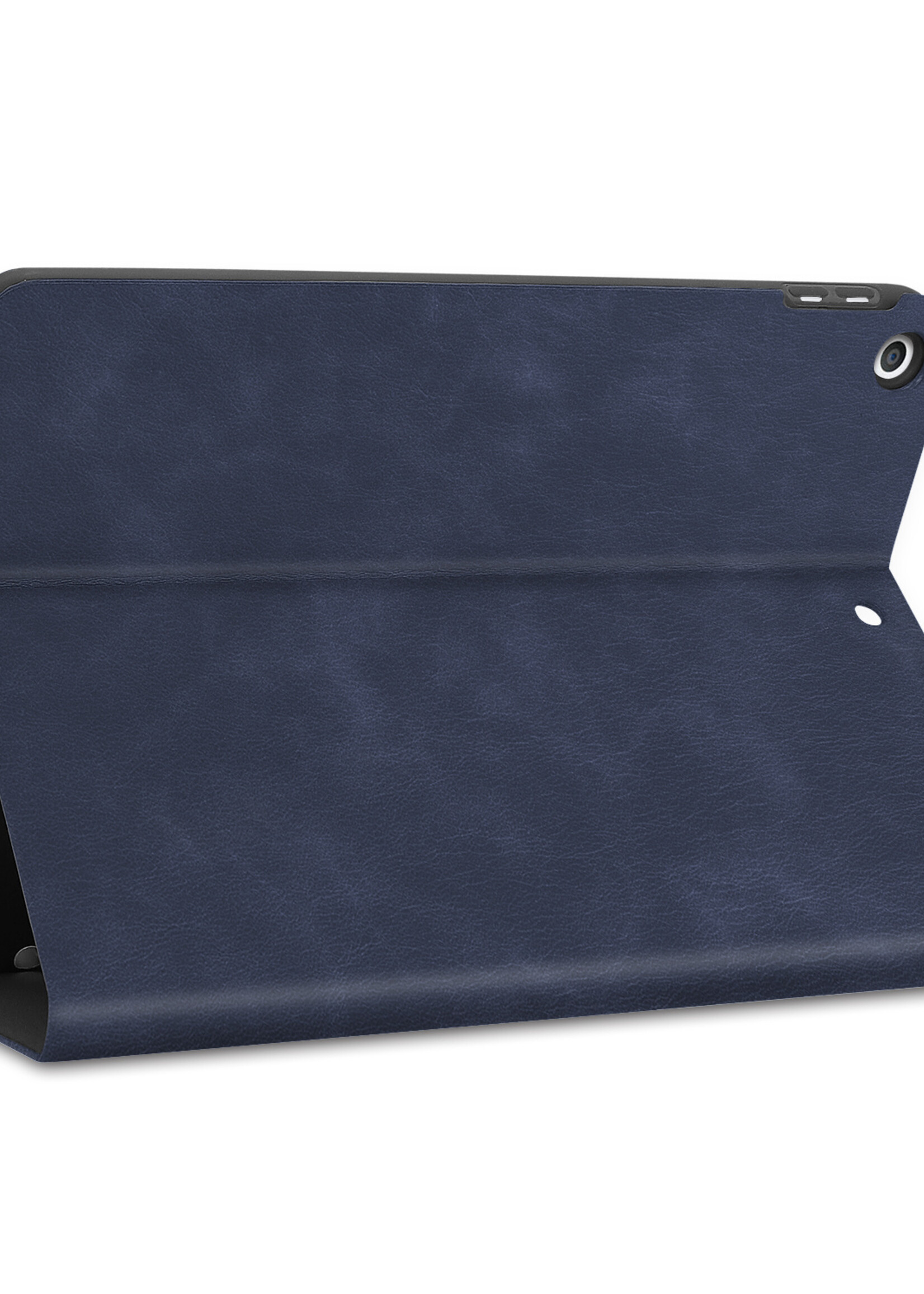 BTH Hoes Geschikt voor iPad 10.2 2021 Hoes Luxe Book Case Met Uitsparing Geschikt voor Apple Pencil Met Screenprotector - Hoesje Geschikt voor iPad 9 Hoesje Cover Case - Donkerblauw