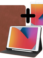 BTH BTH Luxe Lederen iPad 10.2 2021 Hoes En Screenprotector - Bruin