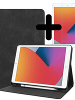 BTH BTH Luxe Lederen iPad 10.2 2021 Hoes En Screenprotector - Zwart