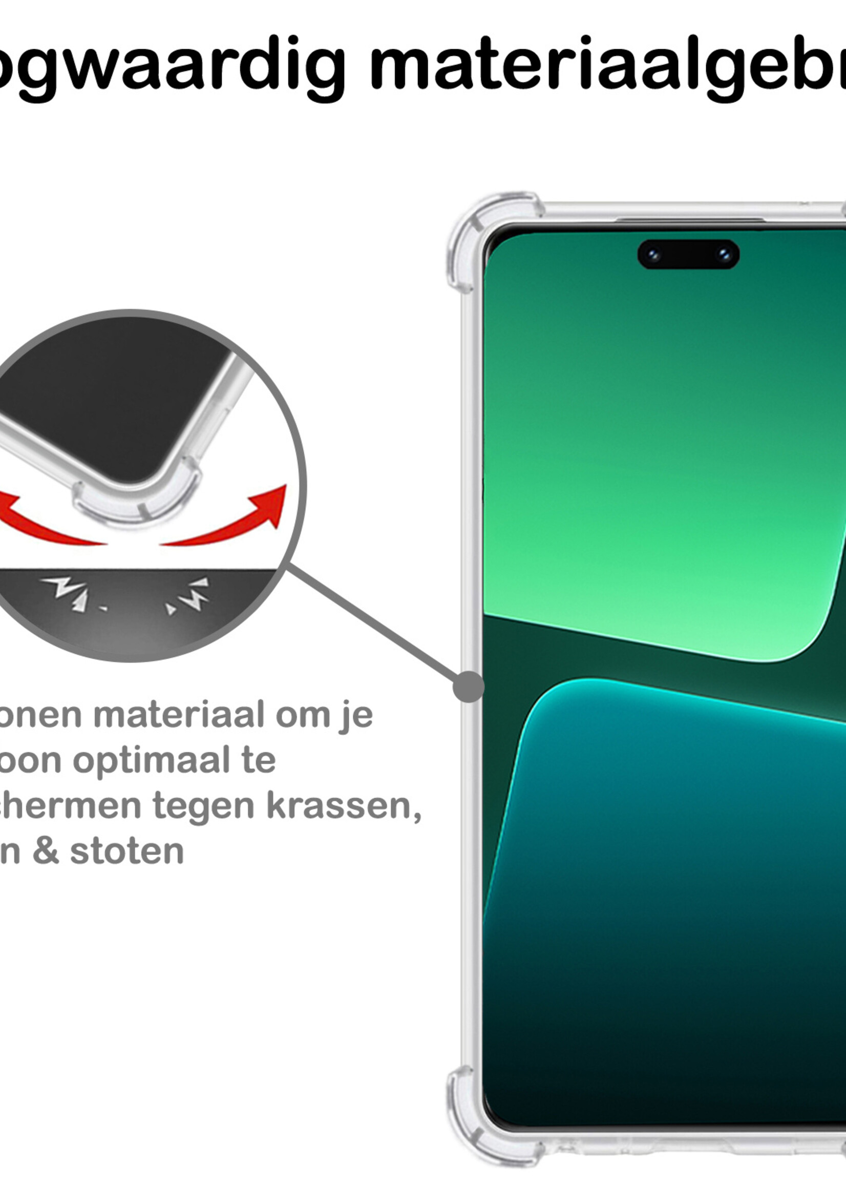 BTH Hoesje Geschikt voor Xiaomi 13 Lite Hoesje Siliconen Shock Proof Case Hoes Met Screenprotector - Hoes Geschikt voor Xiaomi 13 Lite Hoes Cover Case Shockproof - Transparant